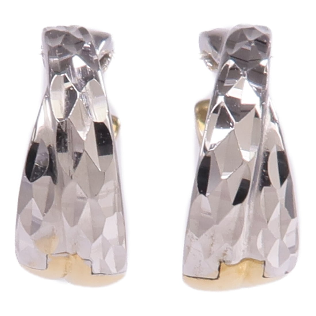 Pierced Earrings in 18K Yellow and White Gold: Pierced Earrings in 18K Yellow and White Gold Pierced earrings for women made from K18 yellow gold and K18WG white gold. The earrings are described as gold and silver in color, with no stone, and were