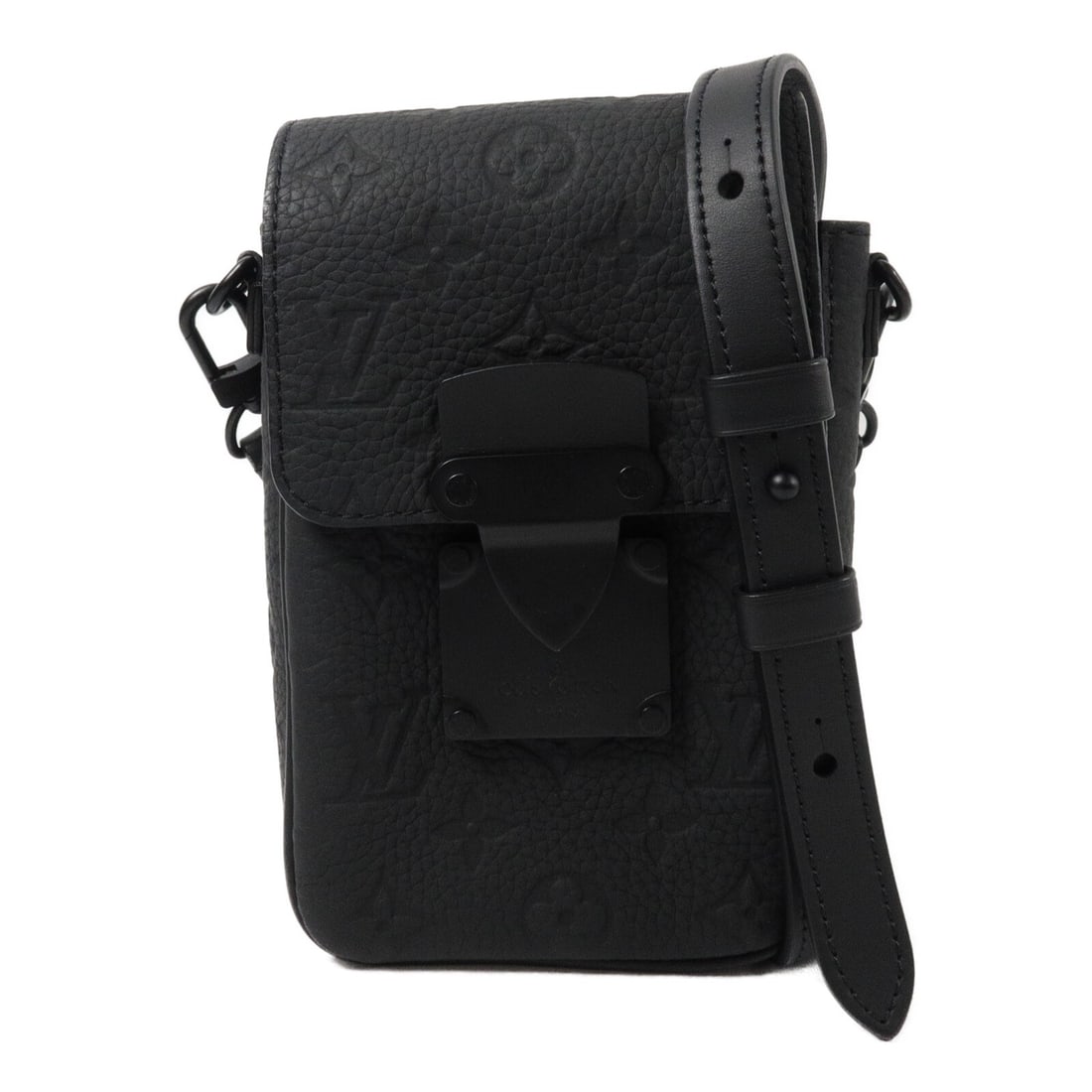 Louis Vuitton M81524 LV S Lock Black Taurillon Shoulder Bag: Louis Vuitton M81524 LV S Lock Black Taurillon Shoulder Bag Louis Vuitton LV S-Lock shoulder bag in black Monogram Taurillon Clemence leather and calfskin. This men's bag features a magnetic pocket an