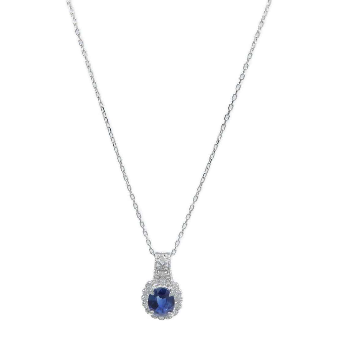 Platinum Sapphire Diamond Necklace Pt900 Pt850 1.293ct 0.20ct (1 of 12)