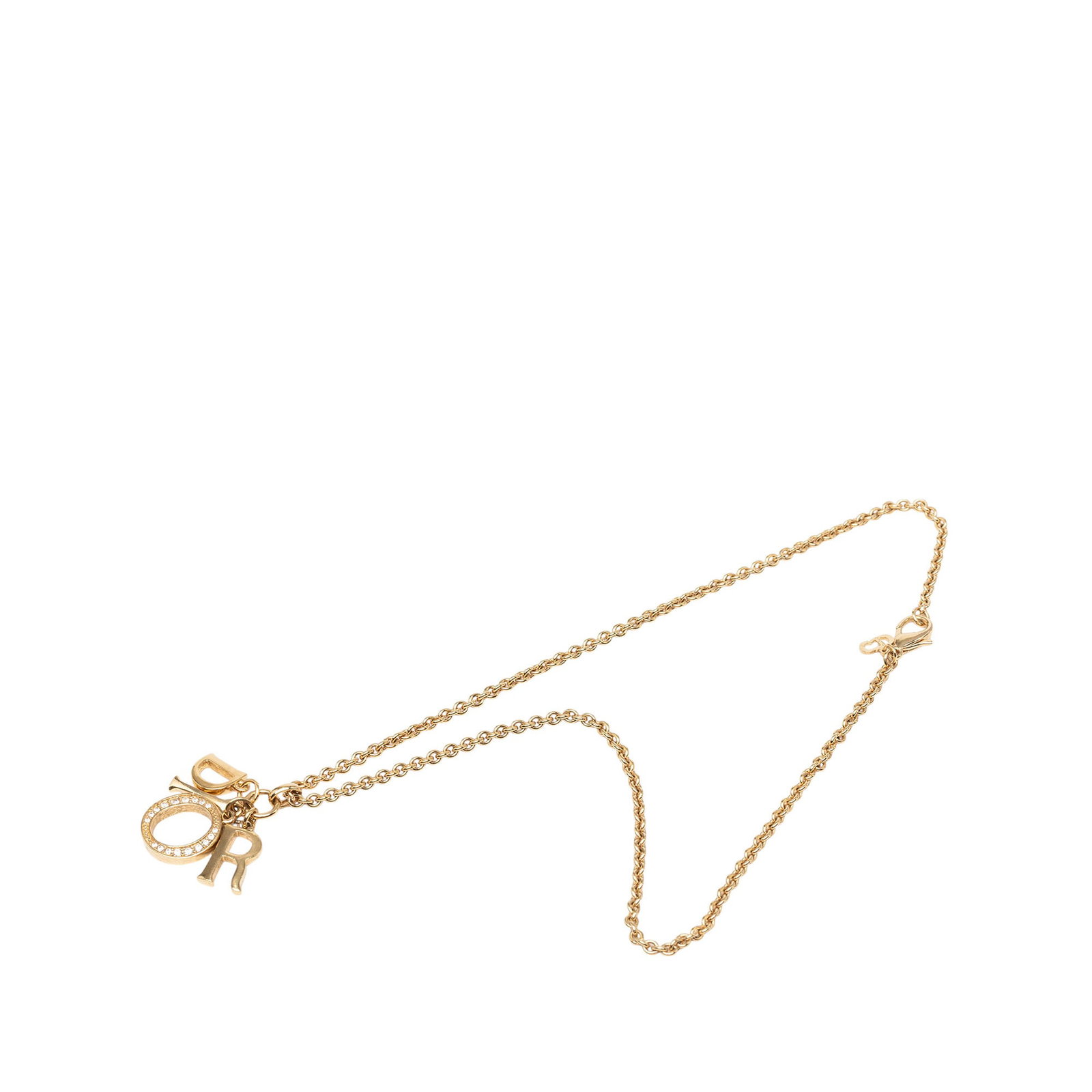 Dior Strass Logo Pendant Necklace Gold Plated Metal (1 of 5)