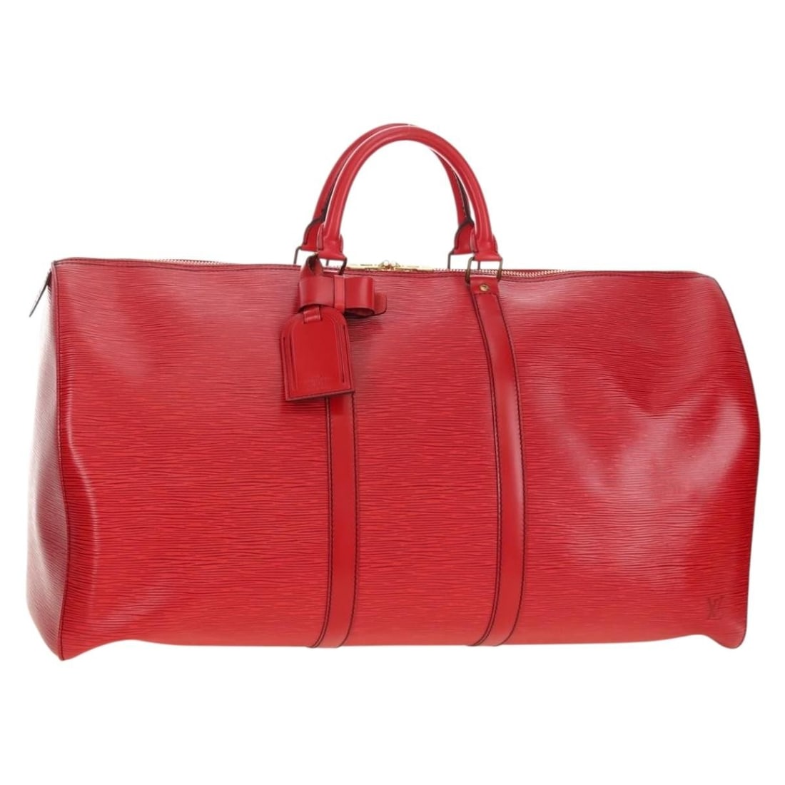 Louis Vuitton Keepall 55 Red Epi Leather Boston Bag M42957: Louis Vuitton Keepall 55 Red Epi Leather Boston Bag M42957 Louis Vuitton Keepall 55 Boston bag in red Epi leather. This women's travel-style bag includes a dust bag, name tag, and Powanie. Made in Fra