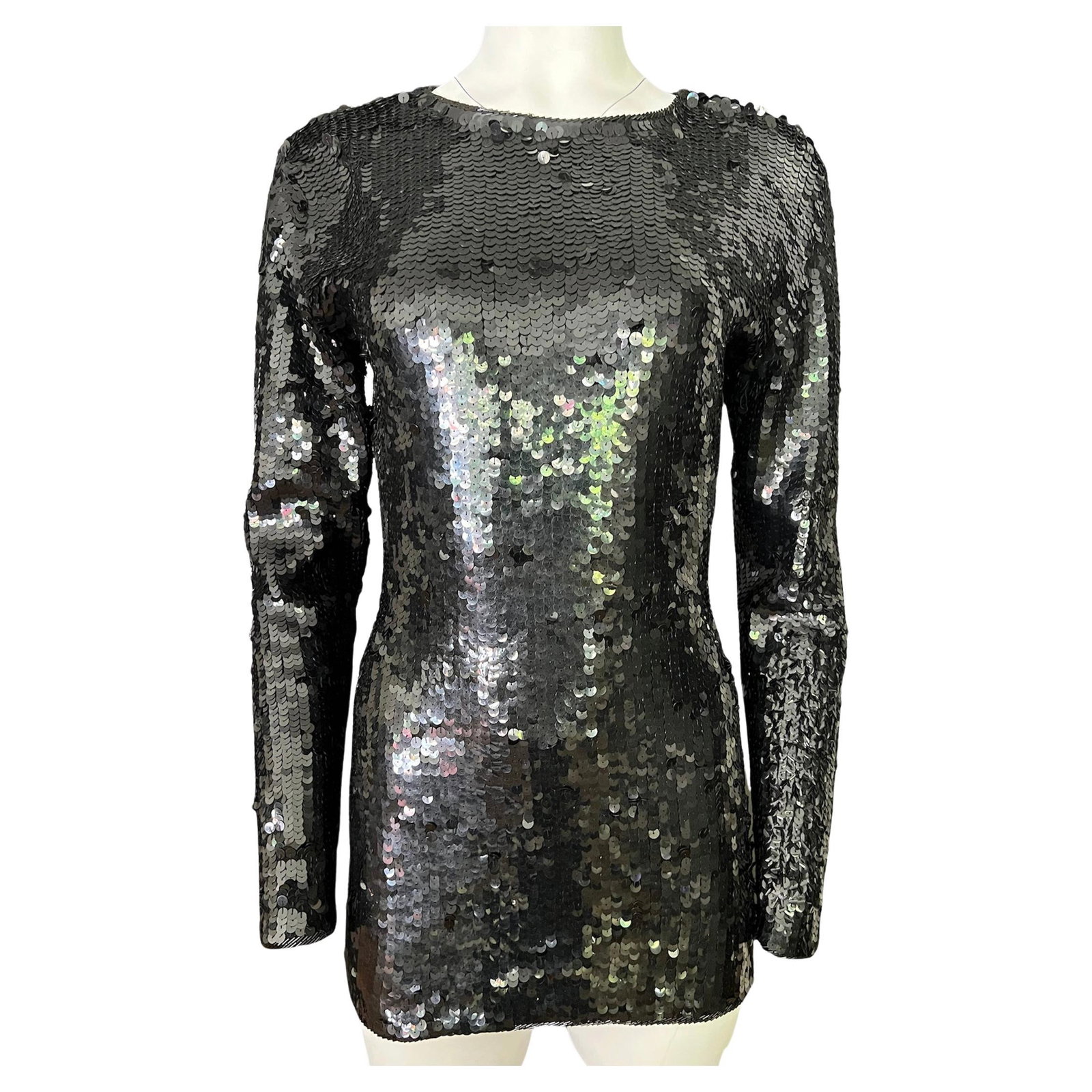 Cathy Hardwick lambswool sequin mini dress in black (1 of 7)