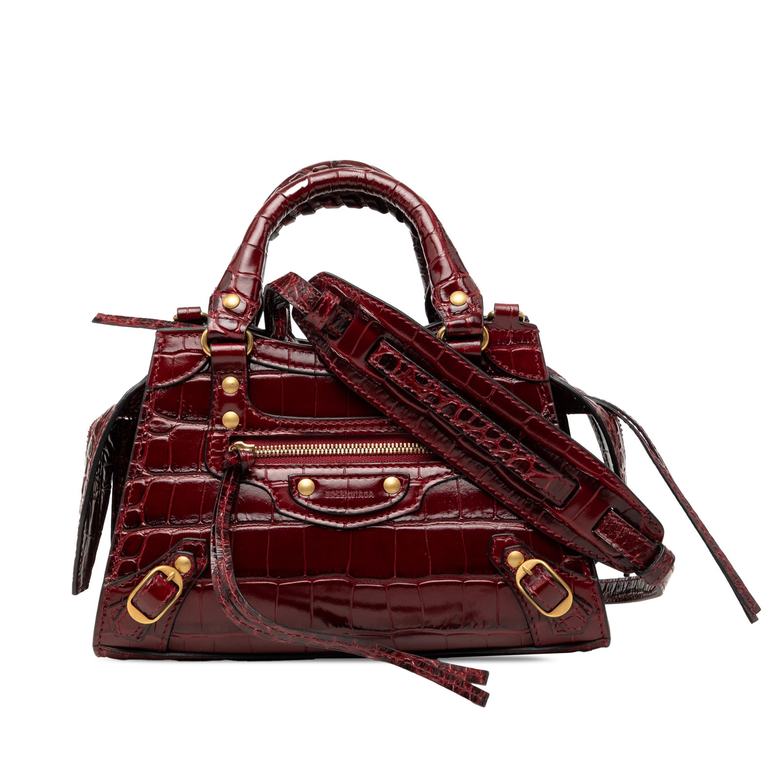 Balenciaga Neo Classic City Mini Red Croc Embossed Leather Satchel (1 of 7)