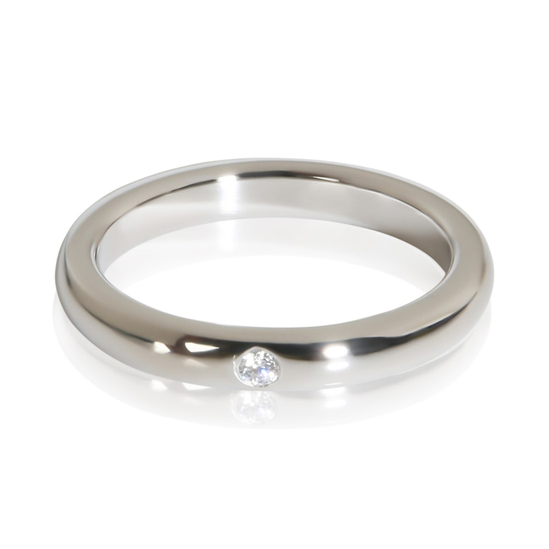 Tiffany & Co Elsa Peretti Platinum Diamond Band Ring Size 5.5: Tiffany & Co Elsa Peretti Platinum Diamond Band Ring Size 5.5 Pre-owned Tiffany & Co. Elsa Peretti Stacking band crafted in platinum and set with round brilliant diamonds. This women's band from the E