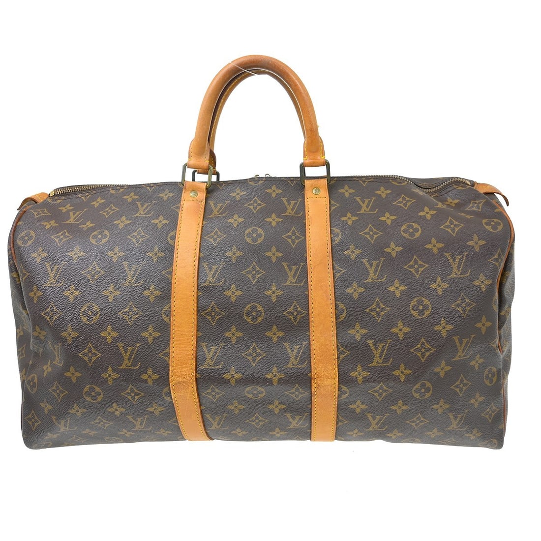 Louis Vuitton Keepall Monogram Canvas Travel Bag Brown: Louis Vuitton Keepall Monogram Canvas Travel Bag Brown Louis Vuitton Keepall Monogram travel bag in brown canvas with leather trim. This unisex piece is made in France and remains a classic soft-sided