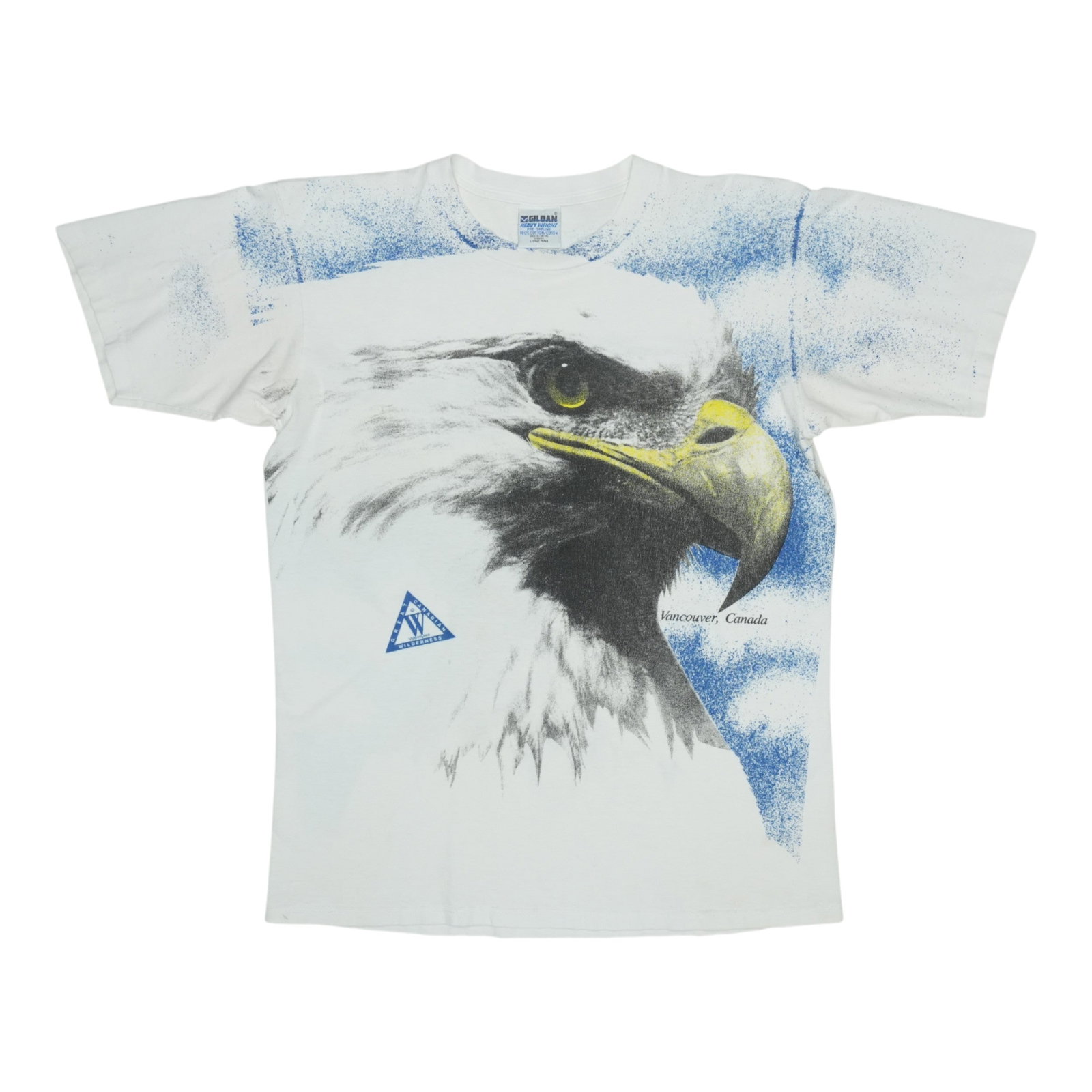 Vintage 1990s White Cotton Bald Eagle Vancouver Canada Graphic Shirt Large (1 of 4)