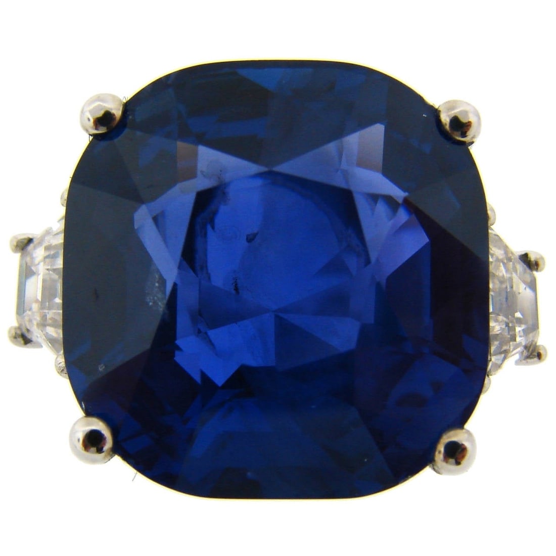 Certified No Heat Ceylon Sapphire Diamond Ring 19.02 Carat 18k White Gold (1 of 11)