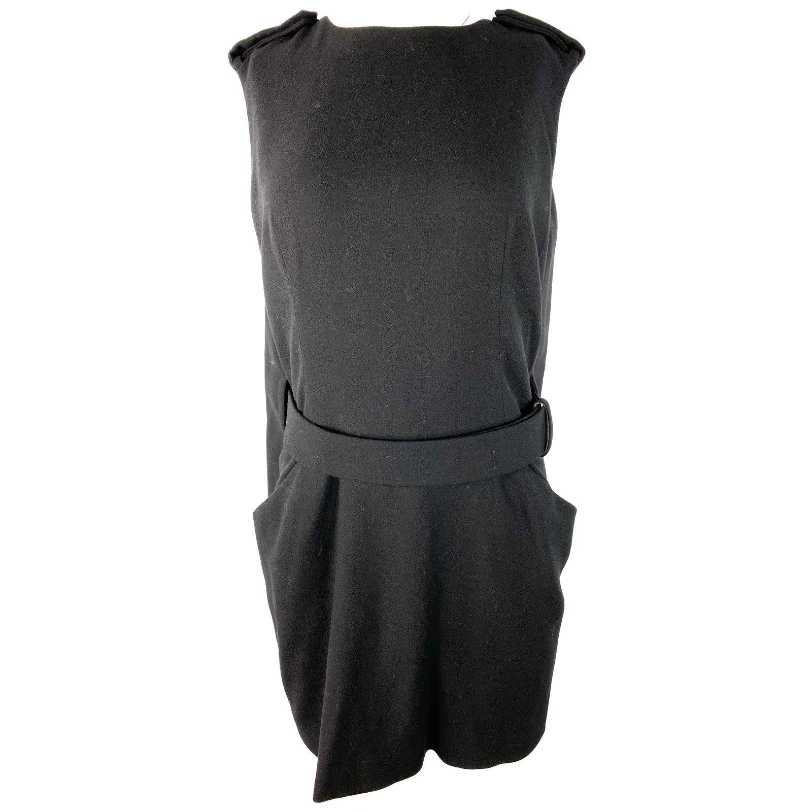 Alexander McQueen Size 44 Black Wool Cape Style Mini Dress (1 of 13)