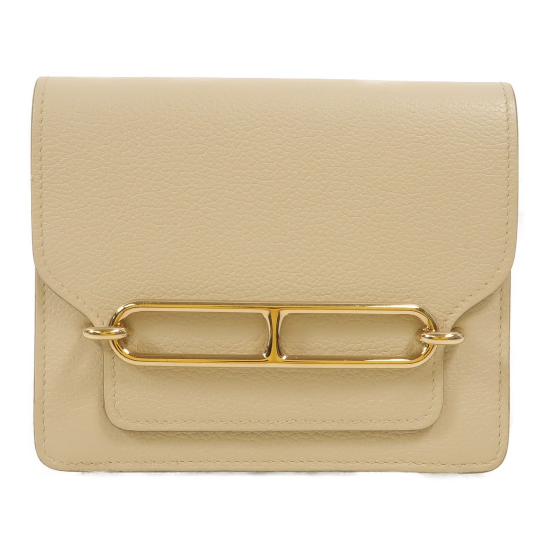 Hermes Roulis Slim bifold wallet Evercolor calfskin Beton beige: Hermes Roulis Slim bifold wallet Evercolor calfskin Beton beige Hermes Roulis Slim bi-fold wallet in Evercolor leather with a slim profile and flap design. Finished in Beton and beige tones, this wome