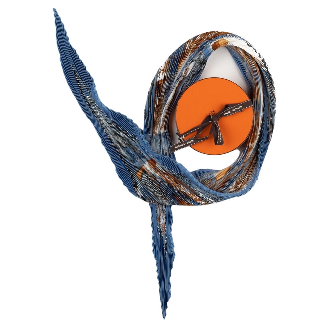 Hermes Au son du tam tam Blue Silk Plisse Scarf 36 in: Hermes Au son du tam tam Blue Silk Plisse Scarf 36 in This exquisite "Au son du tam tam" plisse scarf by Hermes showcases a vibrant blue hue crafted from luxurious silk. Measuring 36 in x 36 in (91.44