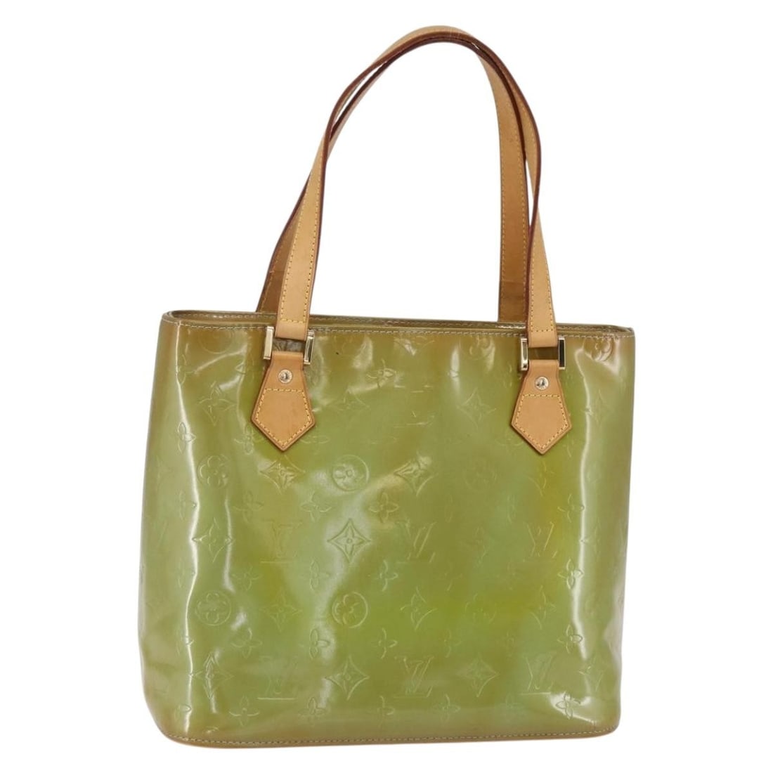 Louis Vuitton M91005 Houston Monogram Vernis Patent Leather Handbag: Louis Vuitton M91005 Houston Monogram Vernis Patent Leather Handbag Louis Vuitton Houston handbag in baby blue Monogram Vernis patent leather. Made in Spain, this women's handbag shows reasonable wear