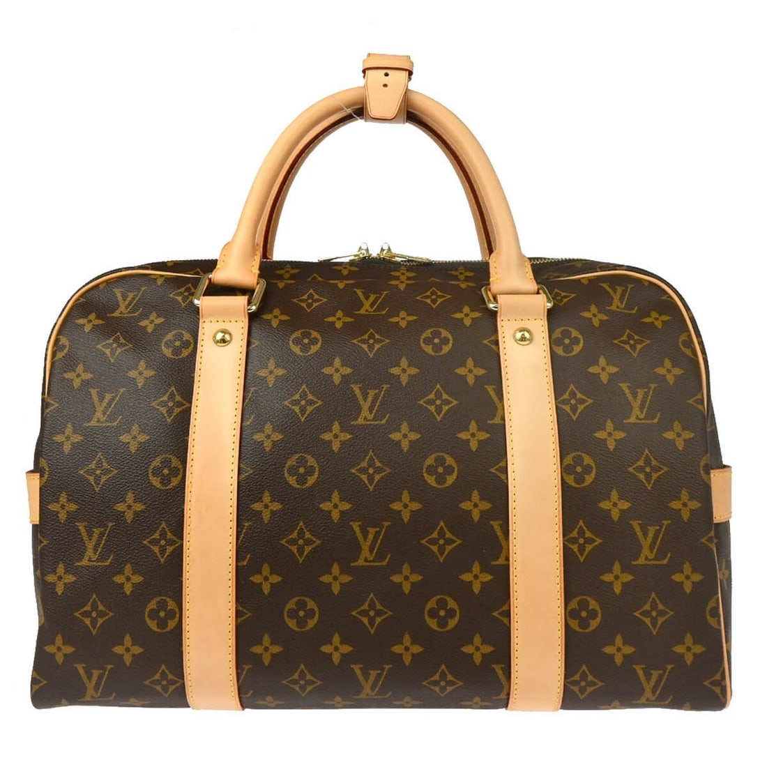 Louis Vuitton Carryall Large Monogram Canvas Duffle M40074: Louis Vuitton Carryall Large Monogram Canvas Duffle M40074 Vintage Louis Vuitton Carryall duffle bag in Monogram canvas with leather trim and double handles. This large zip-top bag features two exteri