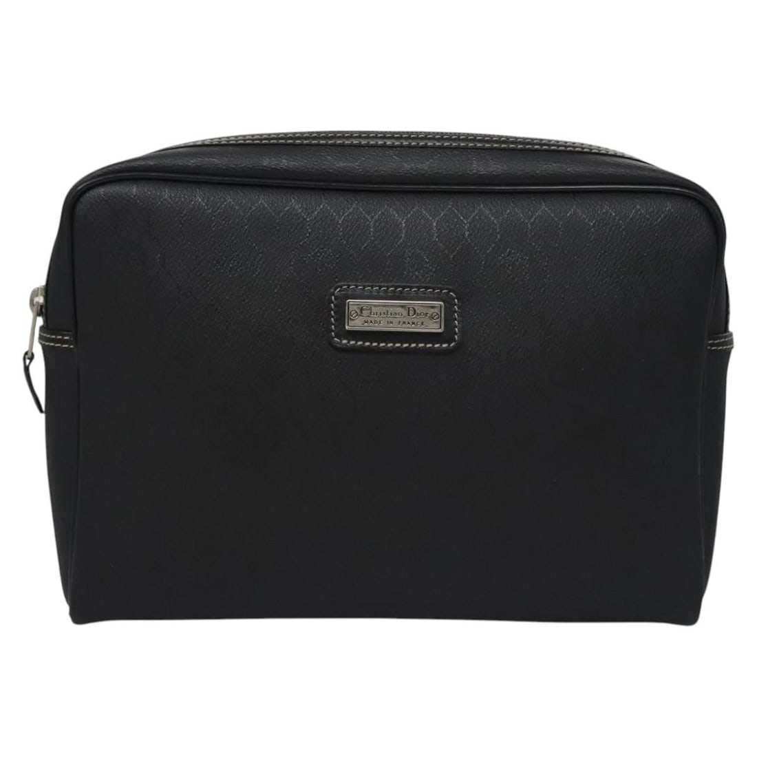 Christian Dior Vintage Honeycomb Canvas Clutch Black France: Christian Dior Vintage Honeycomb Canvas Clutch Black France Vintage Christian Dior Honeycomb Zip bag in black coated canvas. This unisex model is made in France and measures 26 cm x 18 cm x 6 cm. It i