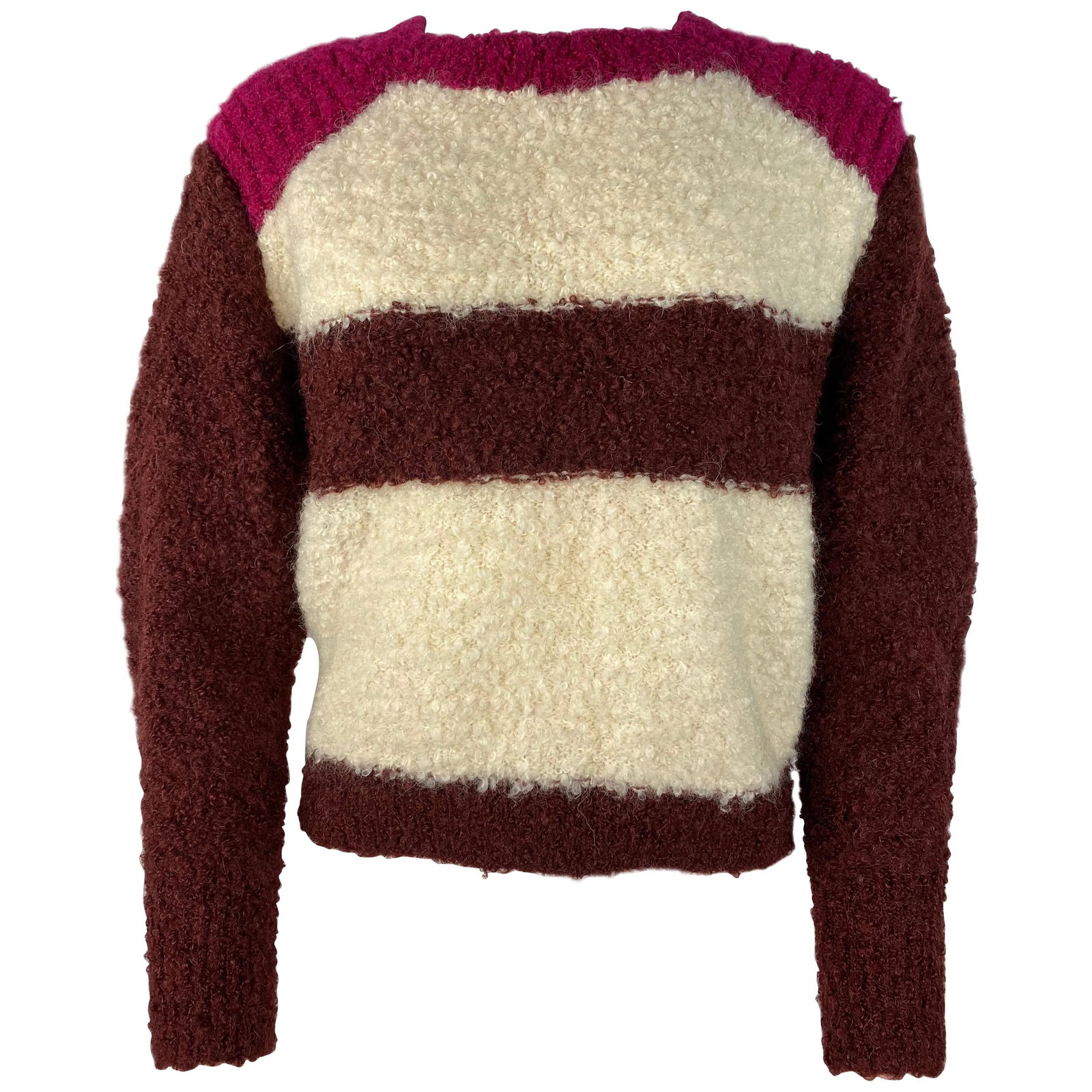 Isabel Marant striped mohair crewneck sweater in cream pink burgundy size 38 (1 of 9)