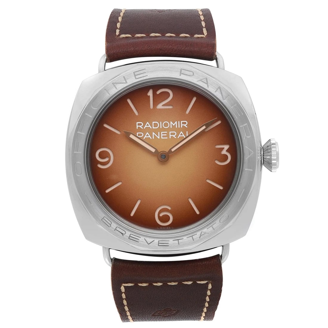 Panerai PAM00687 Radiomir 3 Days Acciaio Brown Dial Hand Wind Watch: Panerai PAM00687 Radiomir 3 Days Acciaio Brown Dial Hand Wind Watch Panerai Radiomir 3 Days Acciaio Brevett hand-wind men's watch featuring a brown dial. This unworn watch is a unique edition limited 