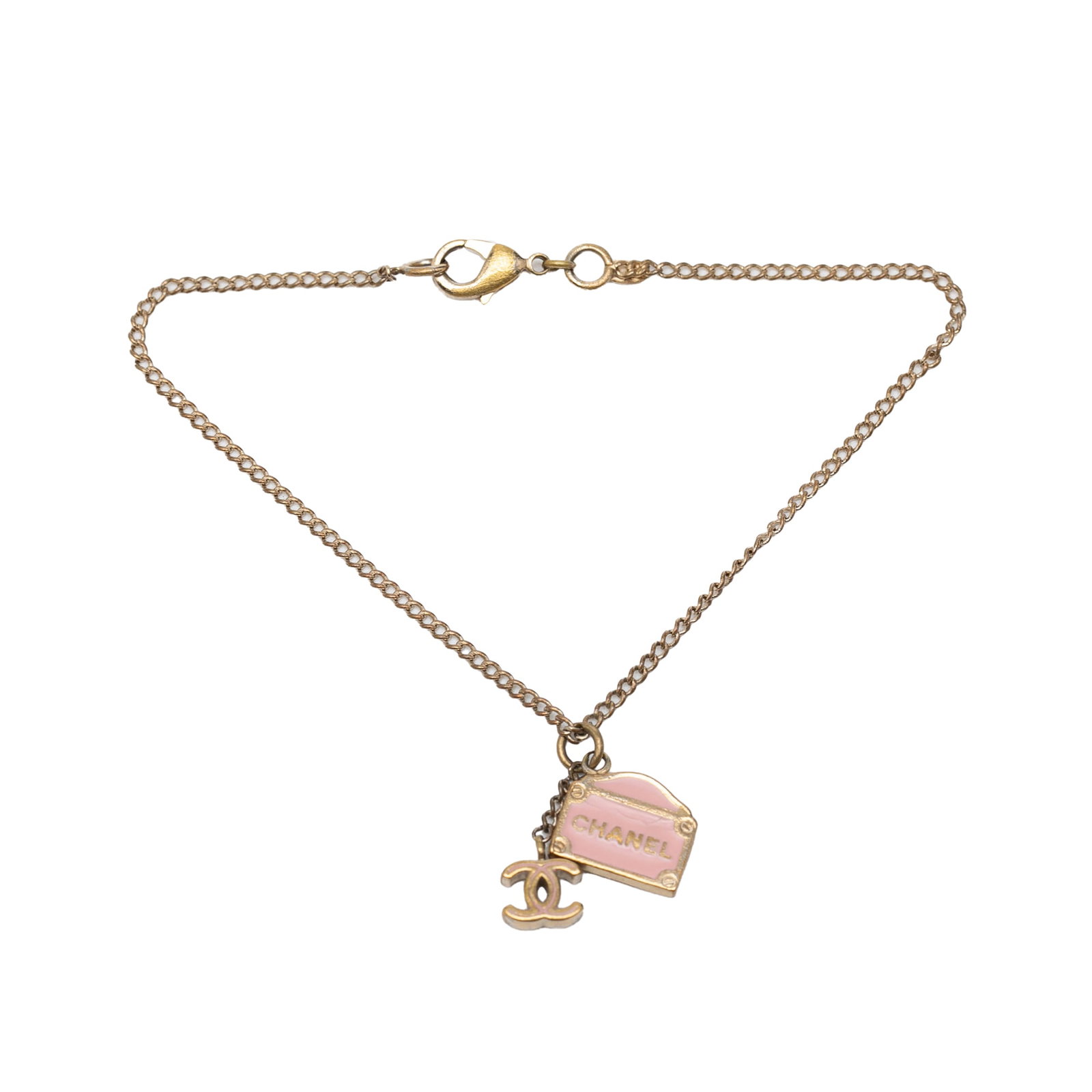 Chanel 31 Rue Cambon CC Charm Bracelet Gold Plated Enamel: Chanel 31 Rue Cambon CC Charm Bracelet Gold Plated Enamel A Chanel charm bracelet featuring a gold-plated metal body with CC and 31 Rue Cambon charms accented with enamel details. It has a lobster cla