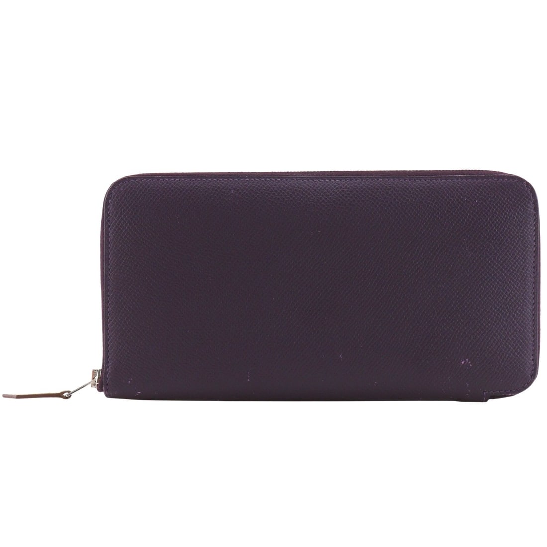 Hermes Azap Zip Around Purple Leather Wallet: Hermes Azap Zip Around Purple Leather Wallet Hermes Azap Zip Around wallet in purple leather with a practical zip-around design. Made in France, this piece is in good vintage condition with honest wea