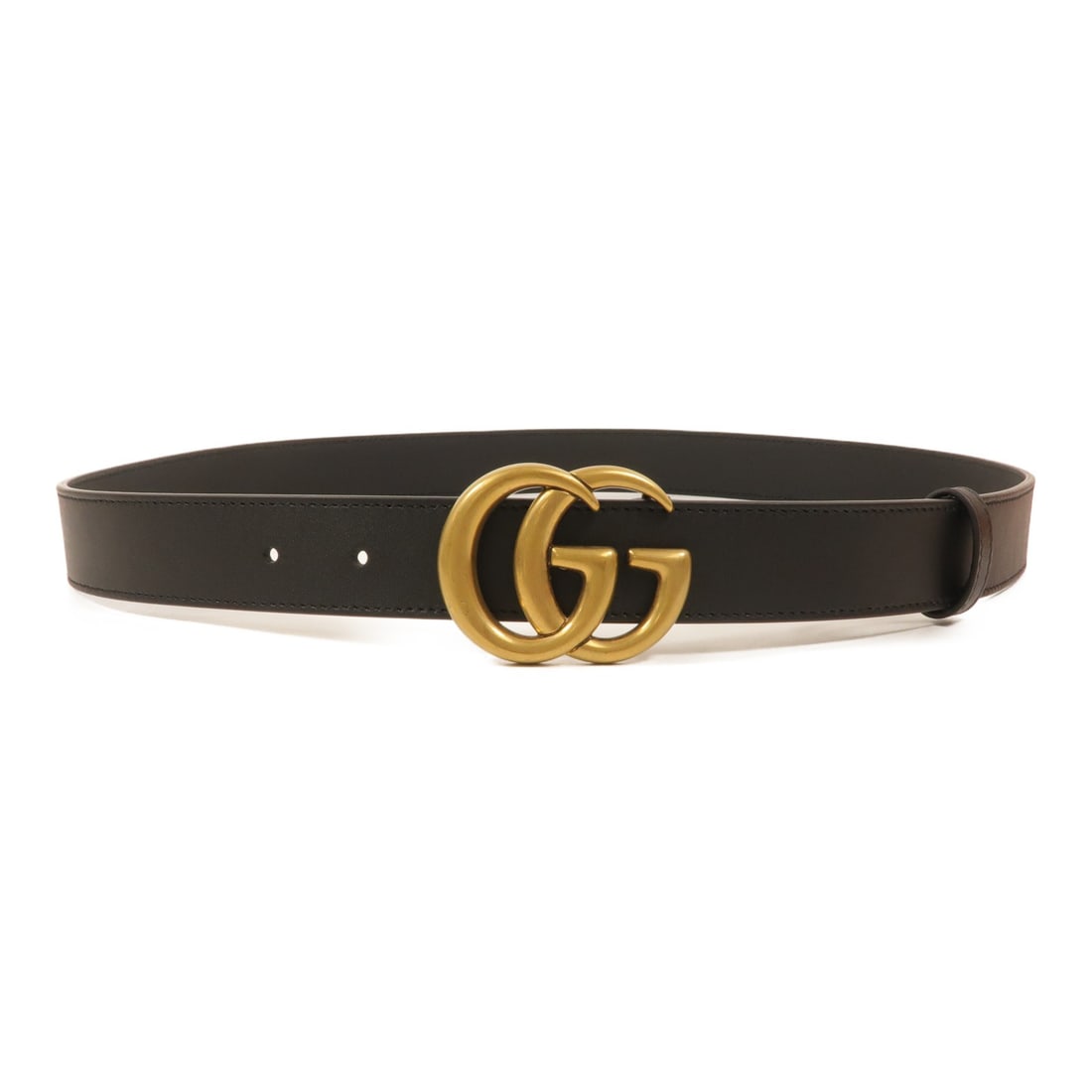 Gucci GG Marmont Black Calfskin Belt 95 38 Model 414516: Gucci GG Marmont Black Calfskin Belt 95 38 Model 414516 Gucci GG Marmont belt in black calfskin leather with GG hardware. Made in Italy, this men's belt is marked size 95/38 and includes storage bags.