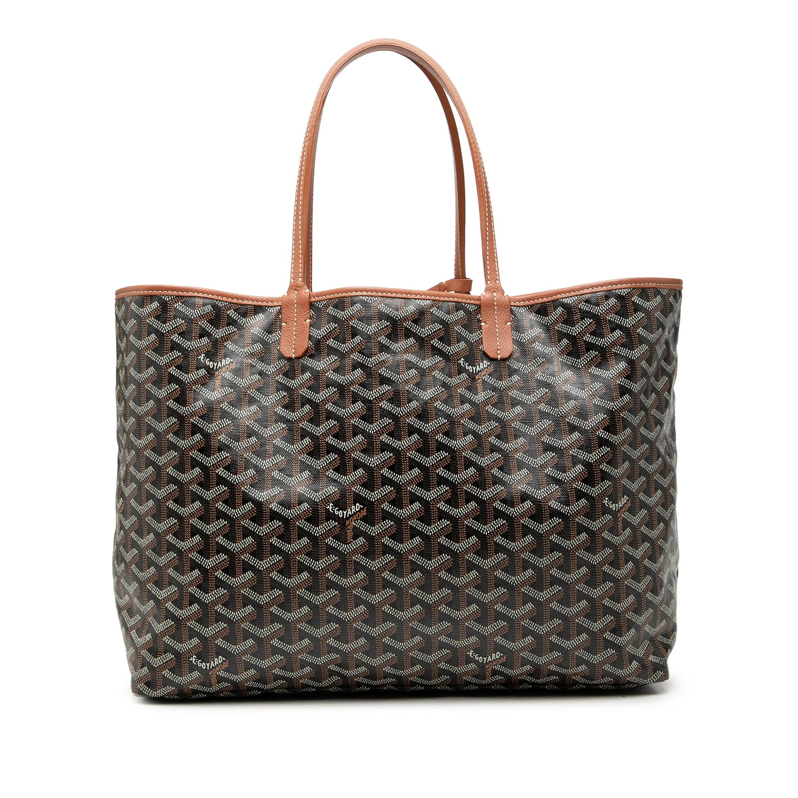Goyard Saint Louis PM Tote in Black Goyardine with Pouch: Goyard Saint Louis PM Tote in Black Goyardine with Pouch The Goyardine Saint Louis PM is a tote bag with a coated canvas body, leather trim, flat leather straps, an open top, and an included pouch. Fi