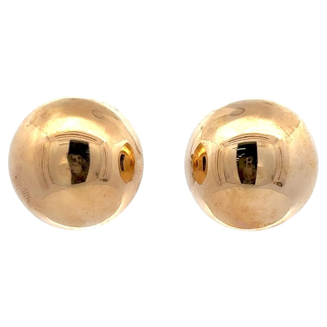Contemporary Large Dome Stud Earrings 14K Yellow Gold 1 Inch (1 of 8)