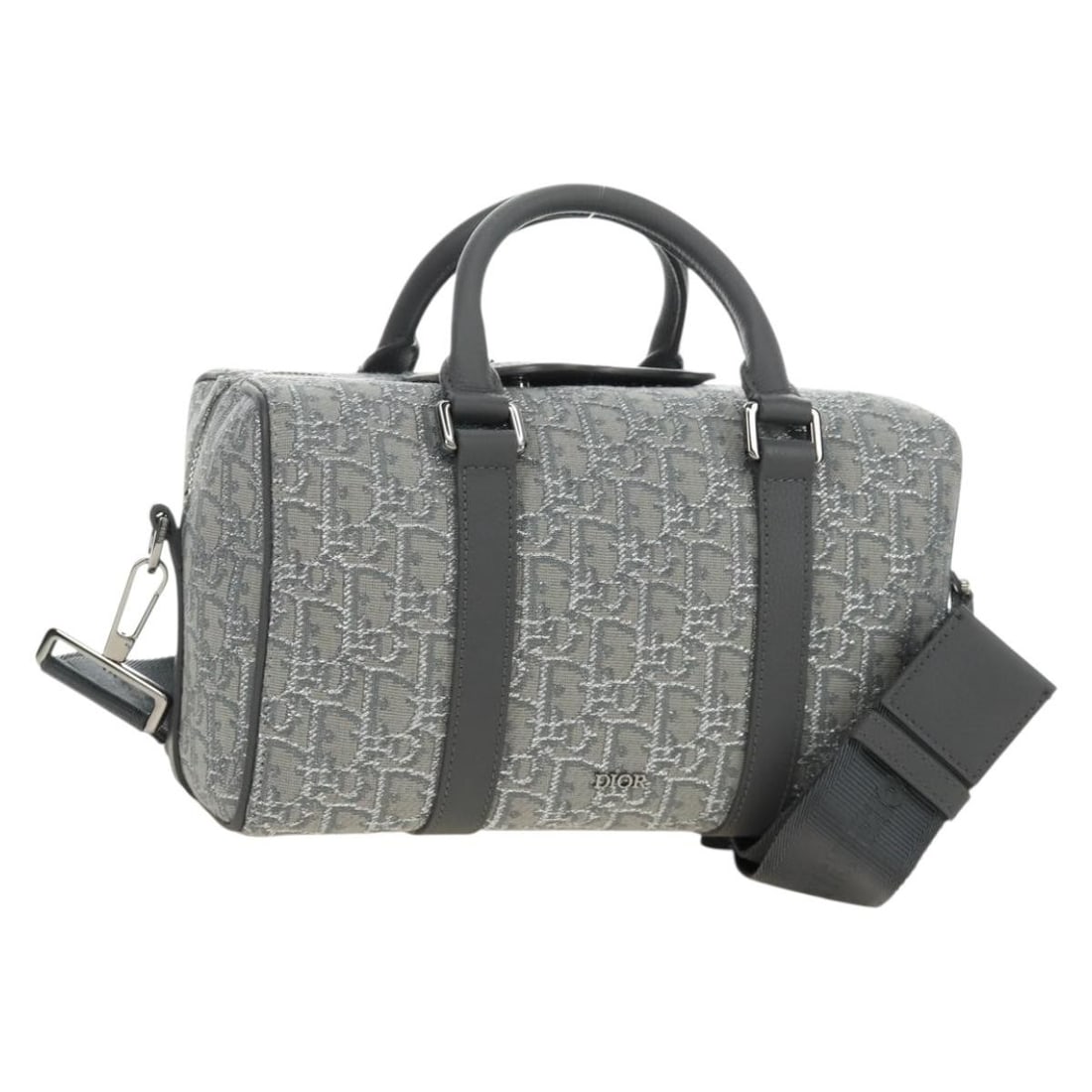 Christian Dior 2way Boston Bag in Gray Silver Trotter Canvas: Christian Dior 2way Boston Bag in Gray Silver Trotter Canvas Christian Dior Trotter Canvas Boston Bag in gray and silver, designed for women and made in Italy. This 2-way bag comes with a shoulder str