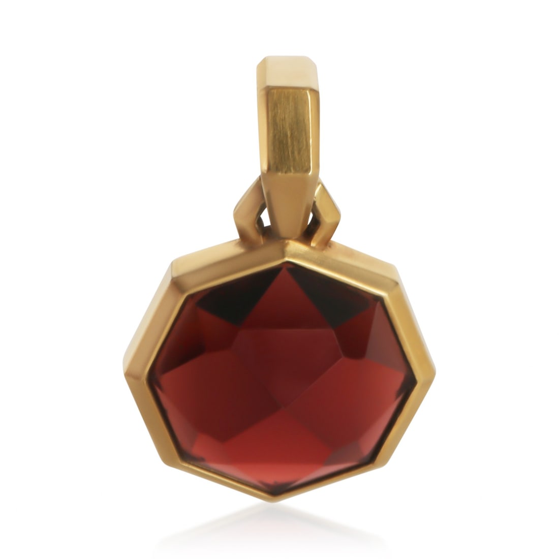 David Yurman 18k Yellow Gold Garnet Unisex Pendant: David Yurman 18k Yellow Gold Garnet Unisex Pendant Pre-owned David Yurman pendant featuring a garnet set in 18k yellow gold. This unisex piece is offered without the original box or papers. Specificat