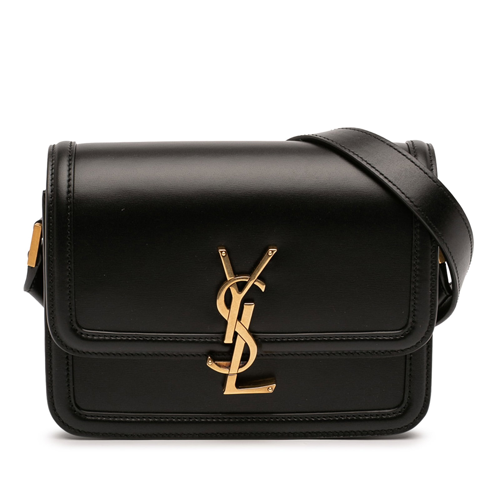 Saint Laurent Solferino black leather satchel with strap (1 of 8)
