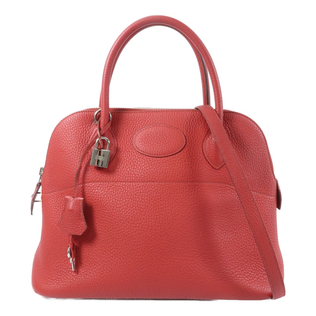 Hermes Bolide 31 Taurillon Clemence 2 Way Bag Rouge Casaque PHW: Hermes Bolide 31 Taurillon Clemence 2 Way Bag Rouge Casaque PHW Hermes PHW Bolide 31 2 Way Shoulder Bag in Rouge Casaque is a women's bag made from Taurillon Clemence leather and calfskin (cowhide). I