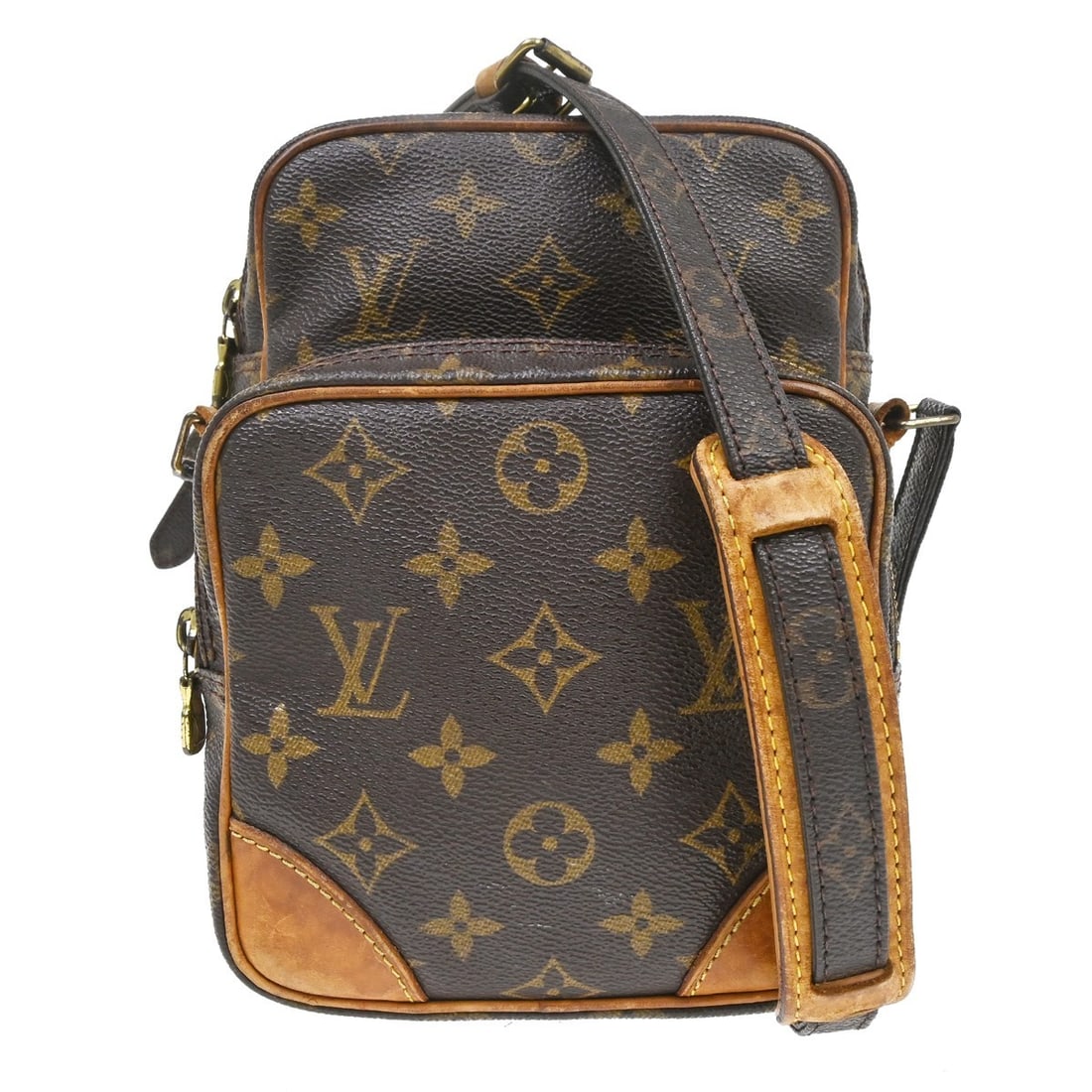 Louis Vuitton Amazone Monogram Crossbody Bag M45236 Brown: Louis Vuitton Amazone Monogram Crossbody Bag M45236 Brown Vintage Louis Vuitton Amazon crossbody shoulder bag in brown Monogram canvas and leather, made in France. It features a zip closure, medium si