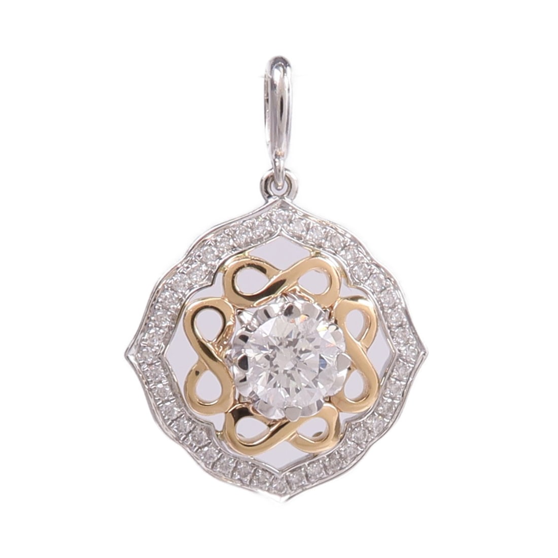 18K White and Yellow Gold Diamond Pendant Top for Women (1 of 7)