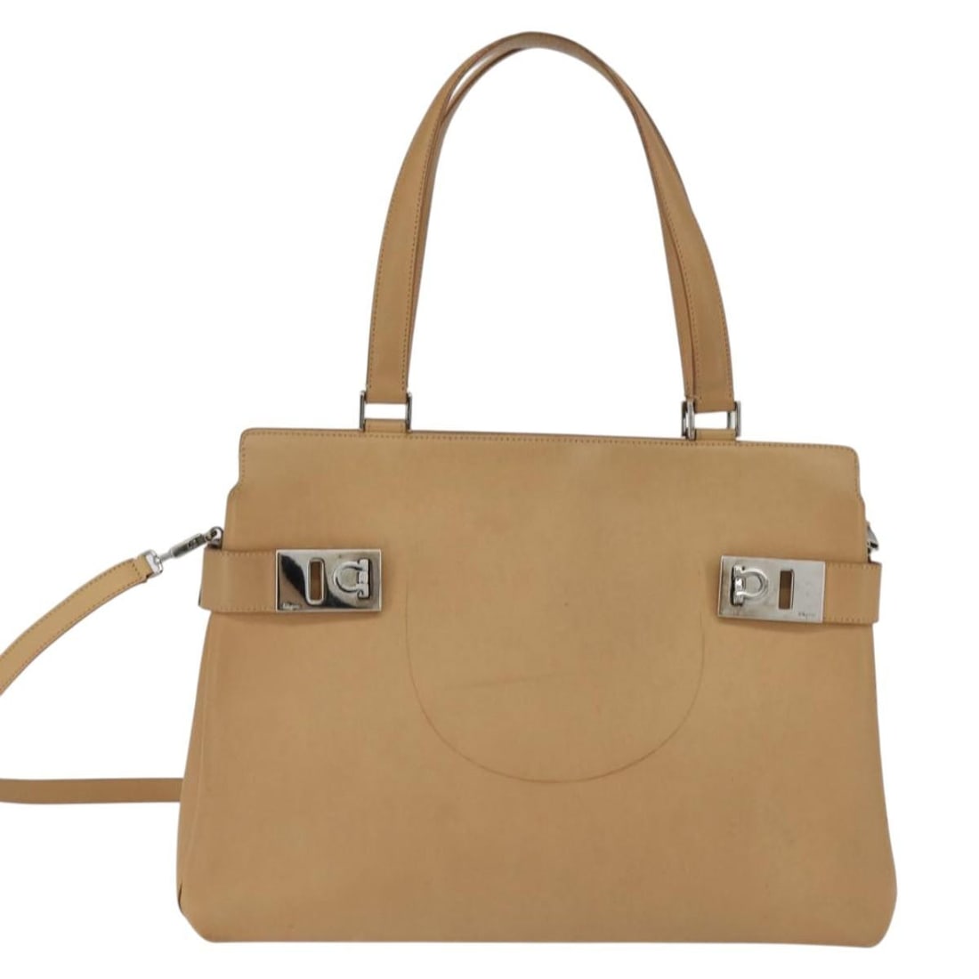 Beige Leather Gancini Tote Bag by Salvatore Ferragamo (1 of 18)
