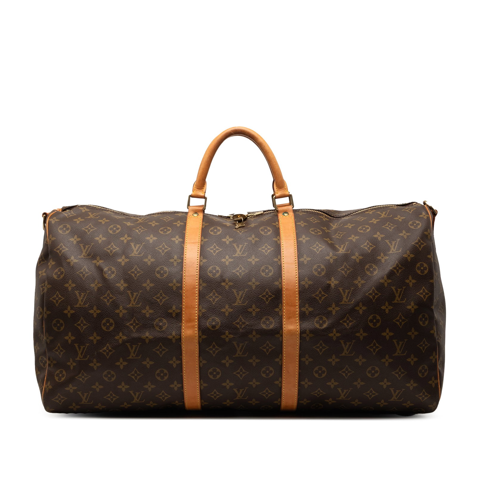 Louis Vuitton Keepall Bandouliere 60 Monogram Travel Bag: Louis Vuitton Keepall Bandouliere 60 Monogram Travel Bag Louis Vuitton Keepall Bandouliere 60 bag in monogram canvas with vachetta leather trim, rolled vachetta leather handles, and a top zip closure.