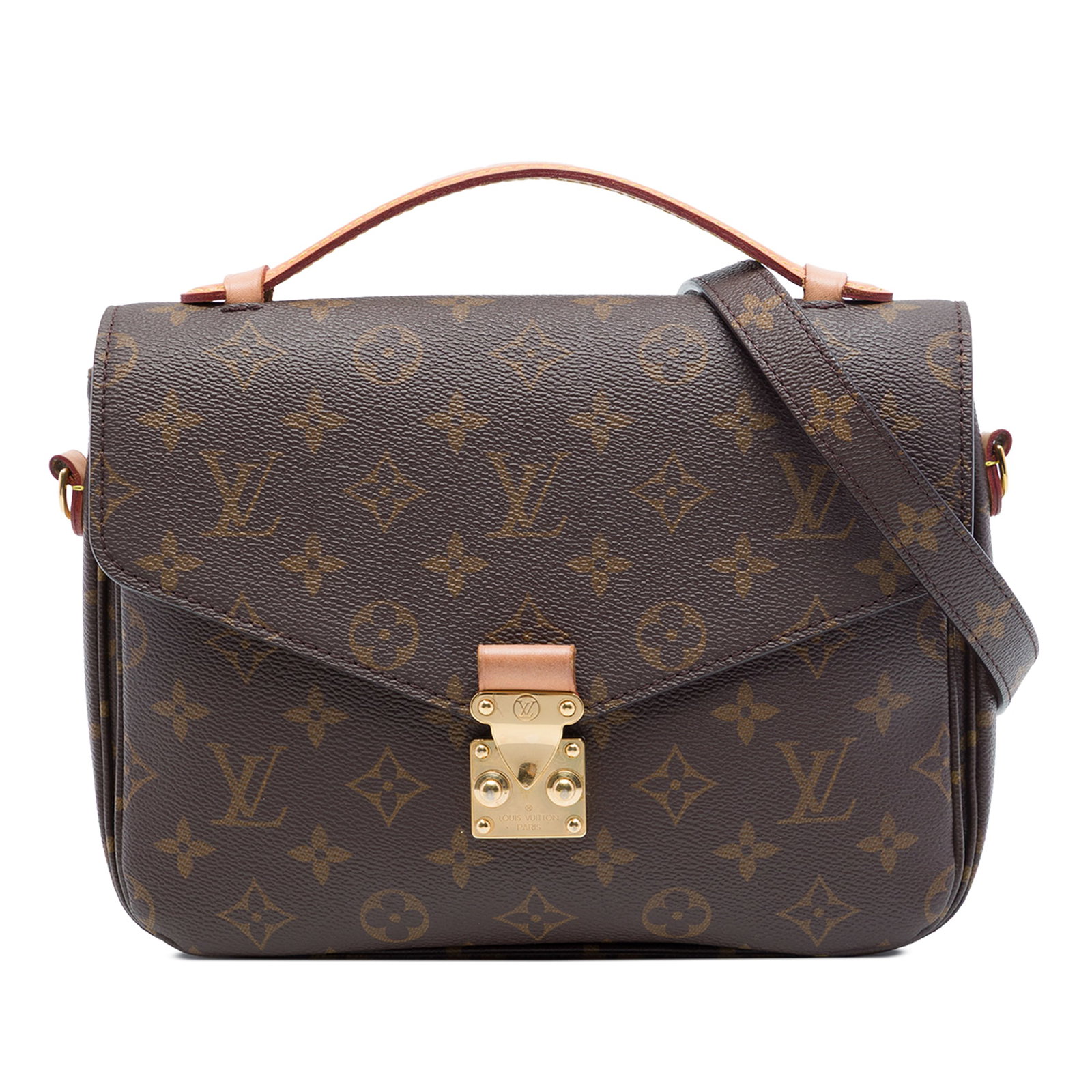 Louis Vuitton Pochette Metis Monogram Shoulder Bag: Louis Vuitton Pochette Metis Monogram Shoulder Bag Louis Vuitton Monogram Pochette Metis shoulder bag crafted with a monogram canvas body, a flat vachetta leather top handle, and a detachable flat sho