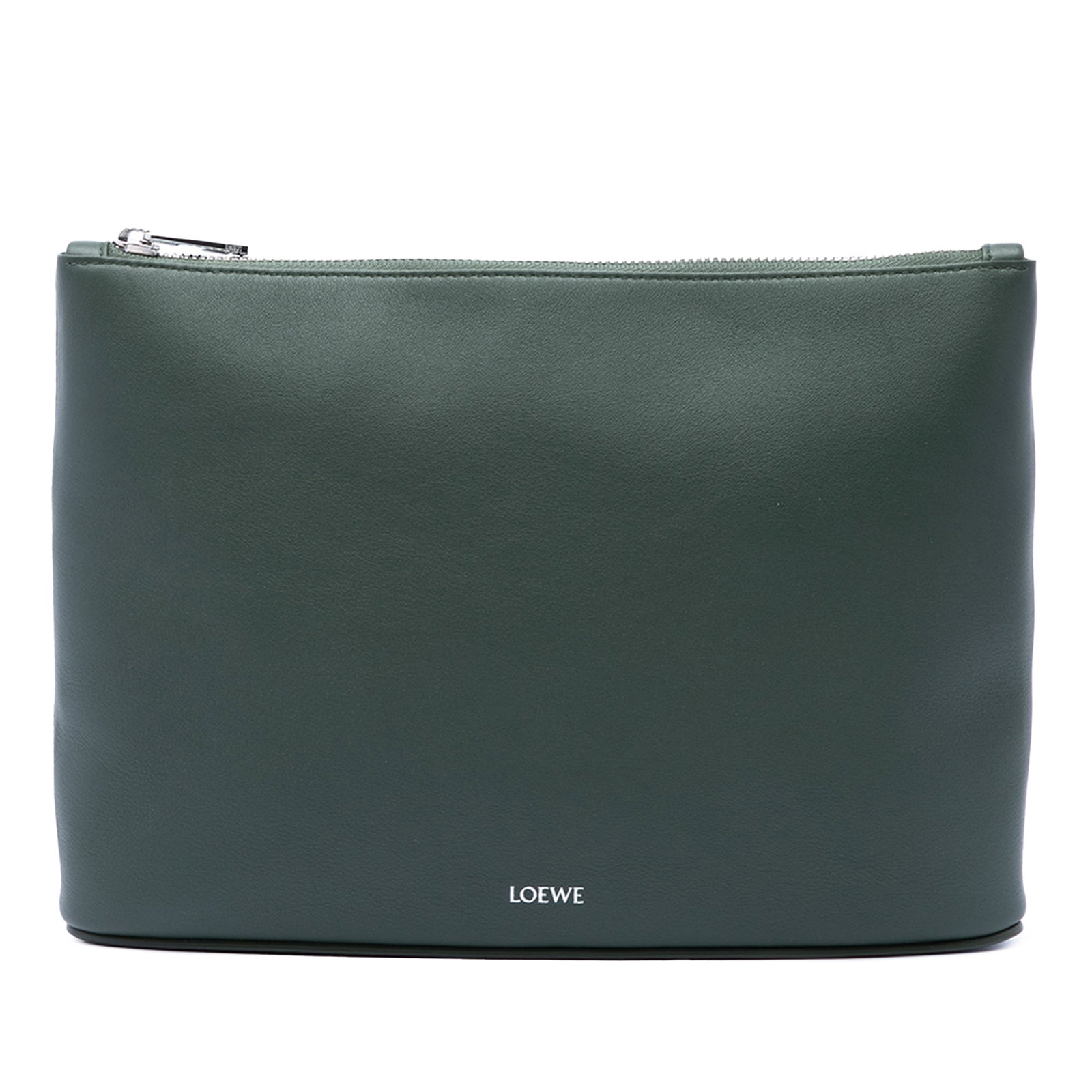 LOEWE Leather Logo Zip Clutch Bag Green (1 of 7)