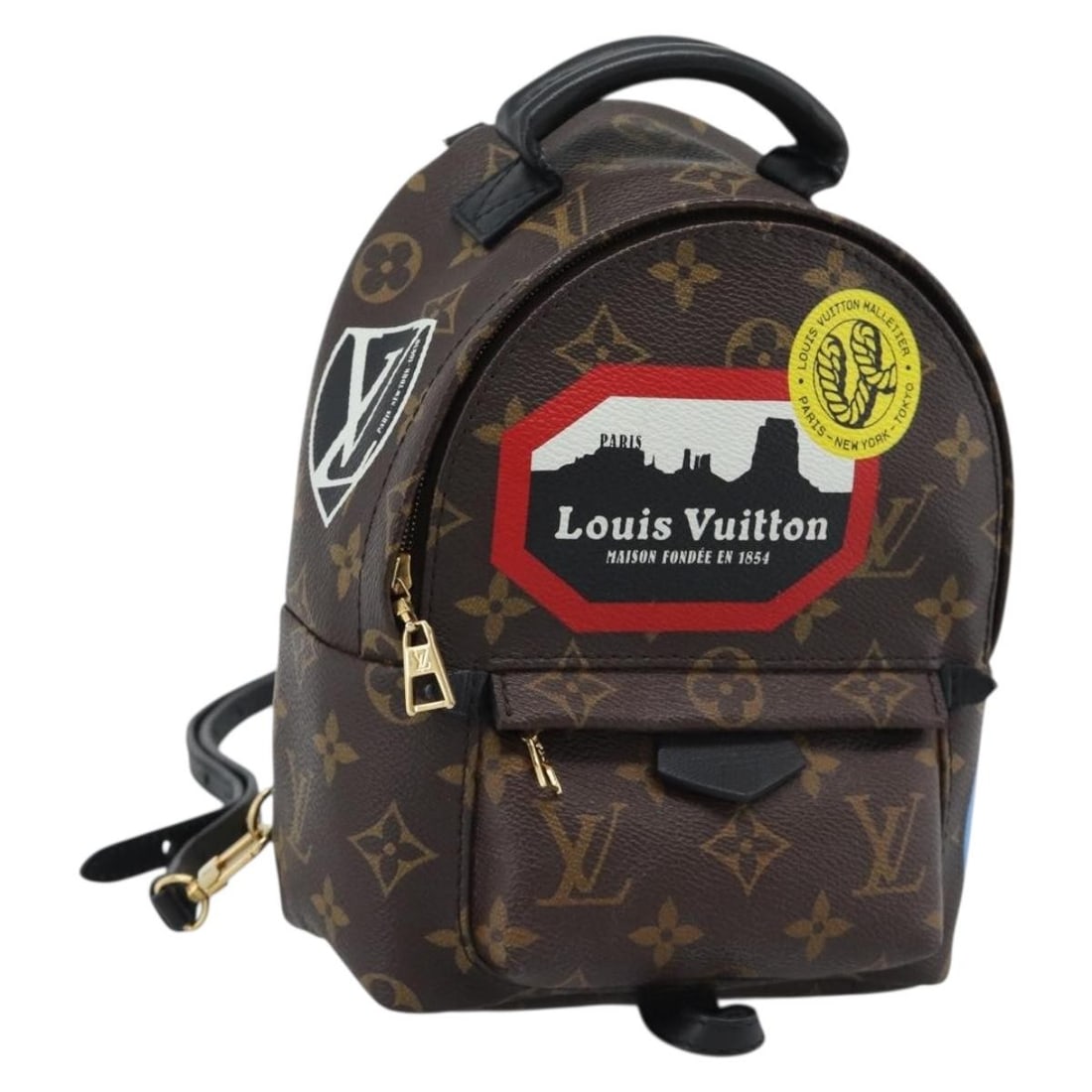 Louis Vuitton M42971 Palm Springs Mini Backpack Monogram Canvas World Tour: Louis Vuitton M42971 Palm Springs Mini Backpack Monogram Canvas World Tour Louis Vuitton Monogram World Tour Palm Springs Mini Backpack in Monogram Canvas, made in France. This women's backpack featur