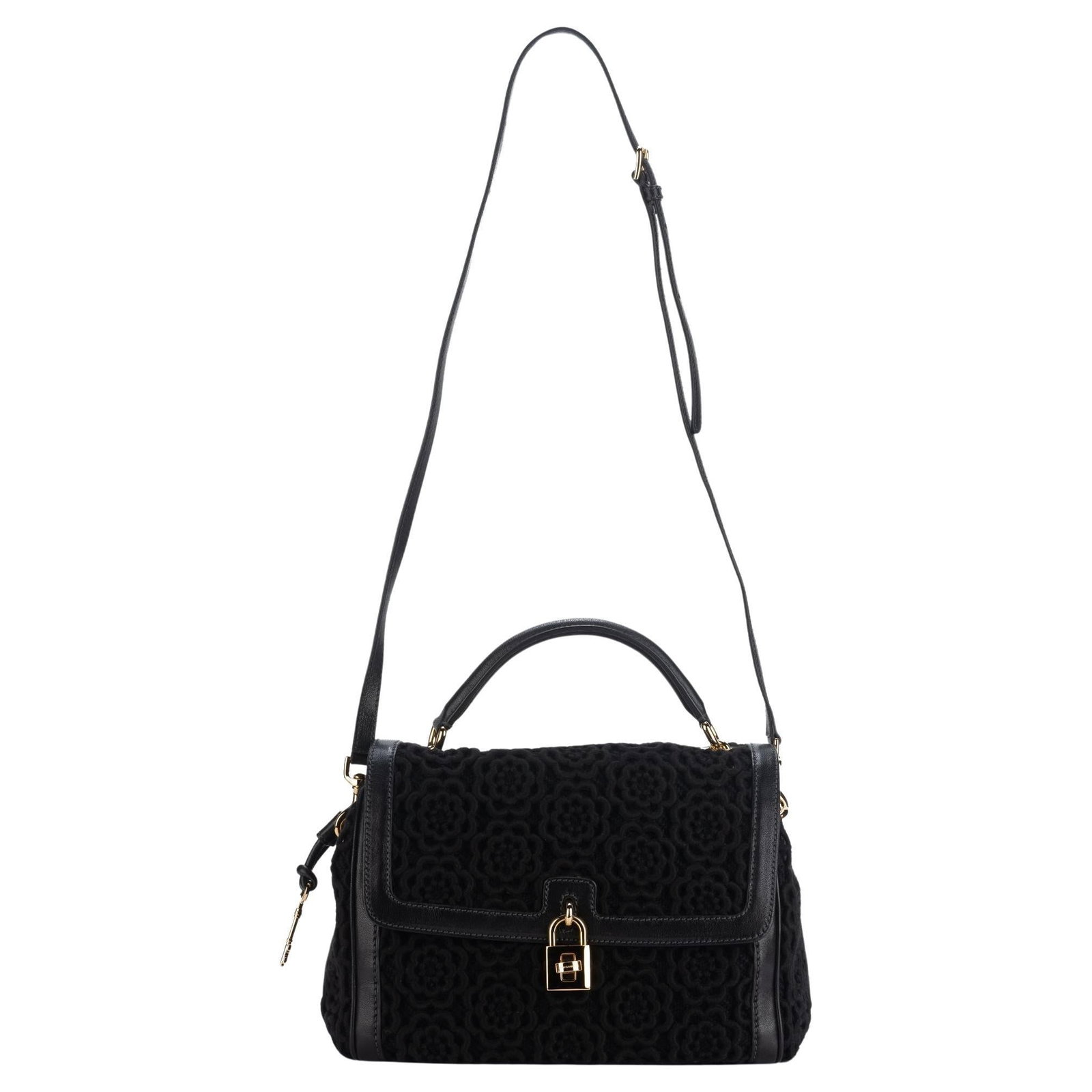 Dolce & Gabbana Black Macrame Bag with Handle and Strap: Dolce & Gabbana Black Macrame Bag with Handle and Strap Elevate your accessory collection with this stunning Dolce & Gabbana black macrame bag. Crafted in Italy, this designer piece features a chic ha