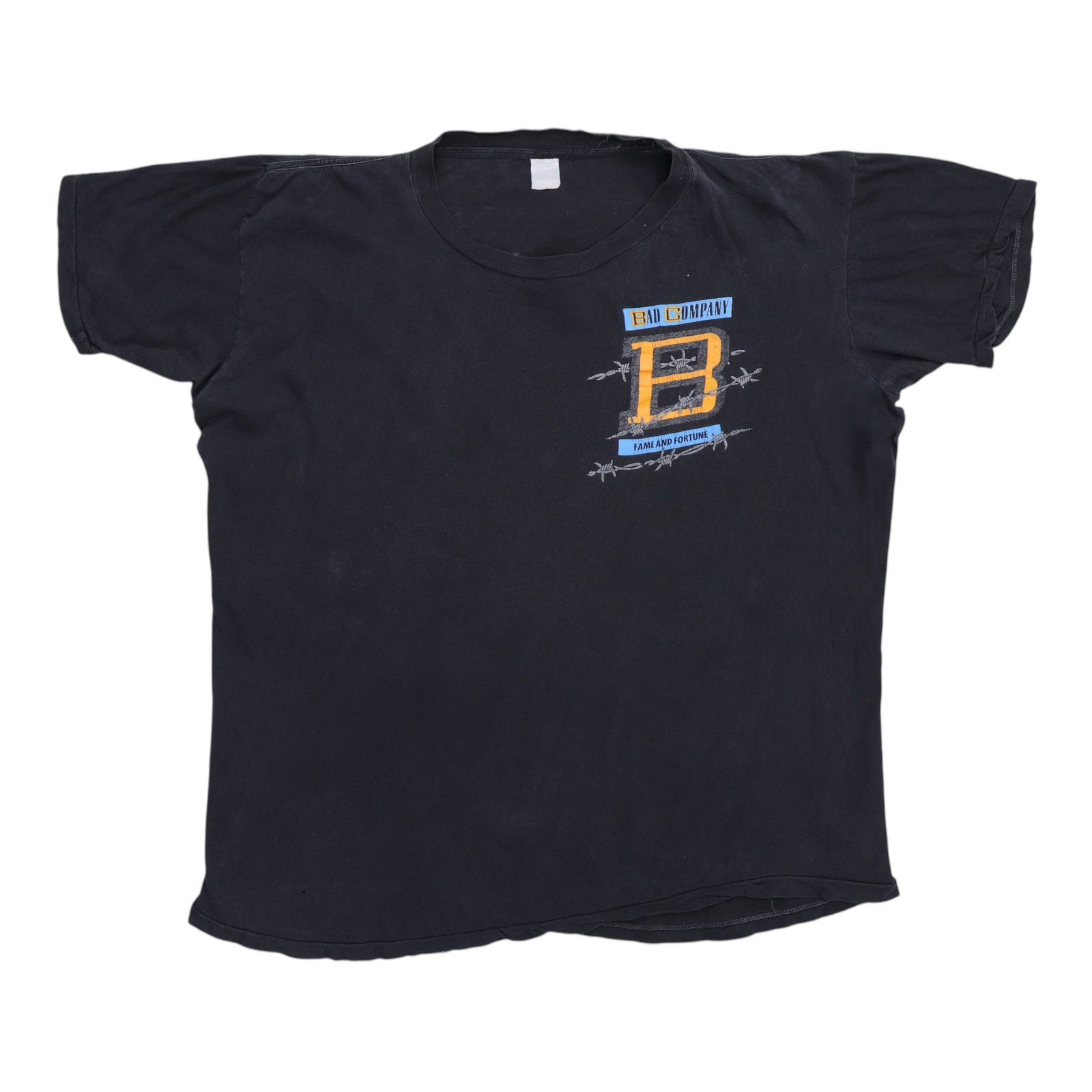 Black 1986 Bad Company Fame and Fortune Tour T Shirt: Black 1986 Bad Company Fame and Fortune Tour T Shirt Authentic original vintage 1986 Bad Company Fame & Fortune Tour shirt with front and back graphics. This is a true vintage shirt, not a modern repr