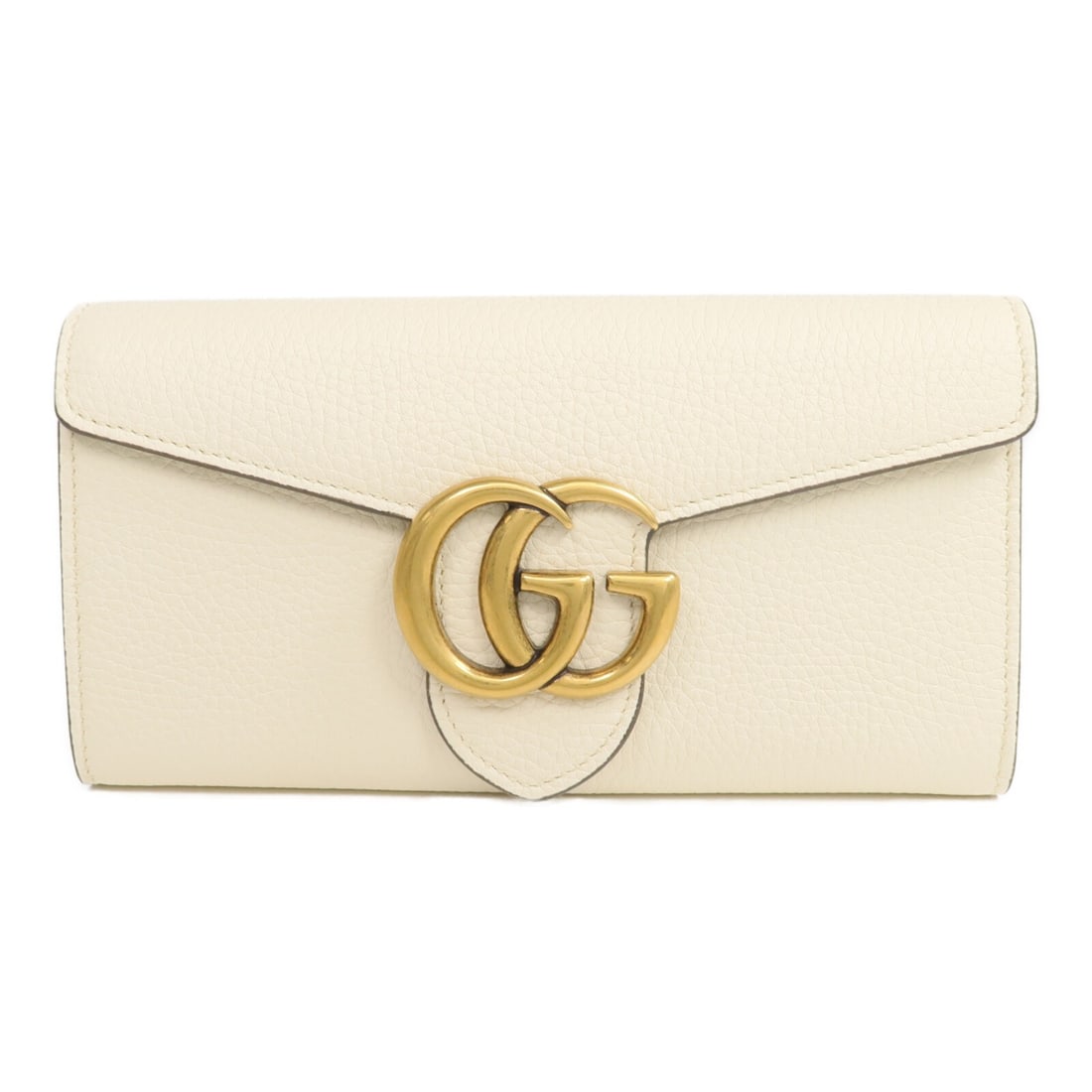 Gucci 779776 GG bifold wallet white calfskin leather: Gucci 779776 GG bifold wallet white calfskin leather A GUCCI long bifold wallet in white calfskin leather, model 779776. It features a hook button closure, three open compartments, 12 card slots, and 