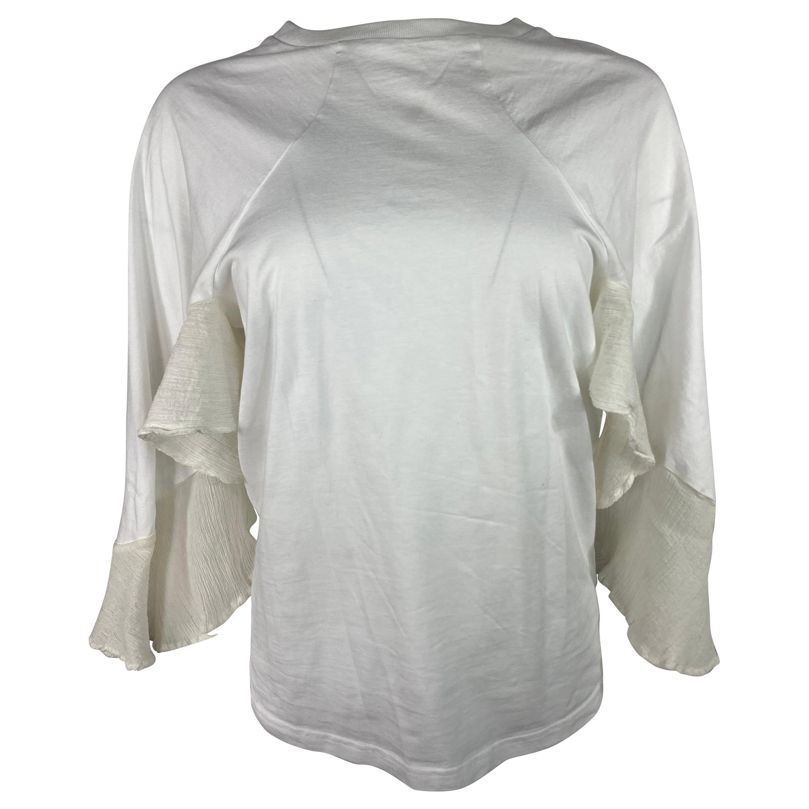 Chloe cotton blouse in white with ruffle flare sleeves M (1 of 7)