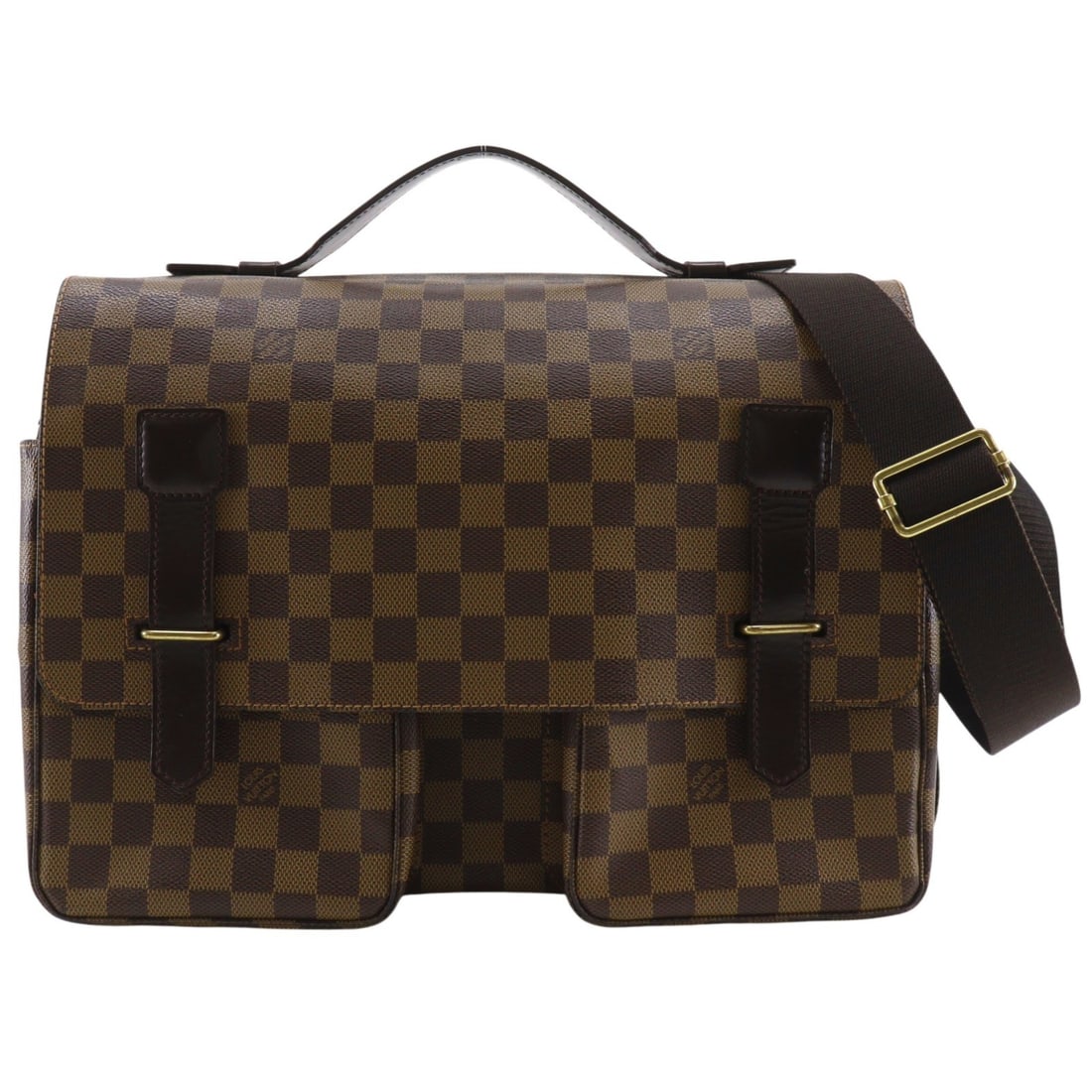 Louis Vuitton Broadway Unisex Brown Canvas Shoulder Bag: Louis Vuitton Broadway Unisex Brown Canvas Shoulder Bag Louis Vuitton Broadway shoulder bag in brown Damier canvas. This unisex bag is made in France and remains in good condition overall, with visibl