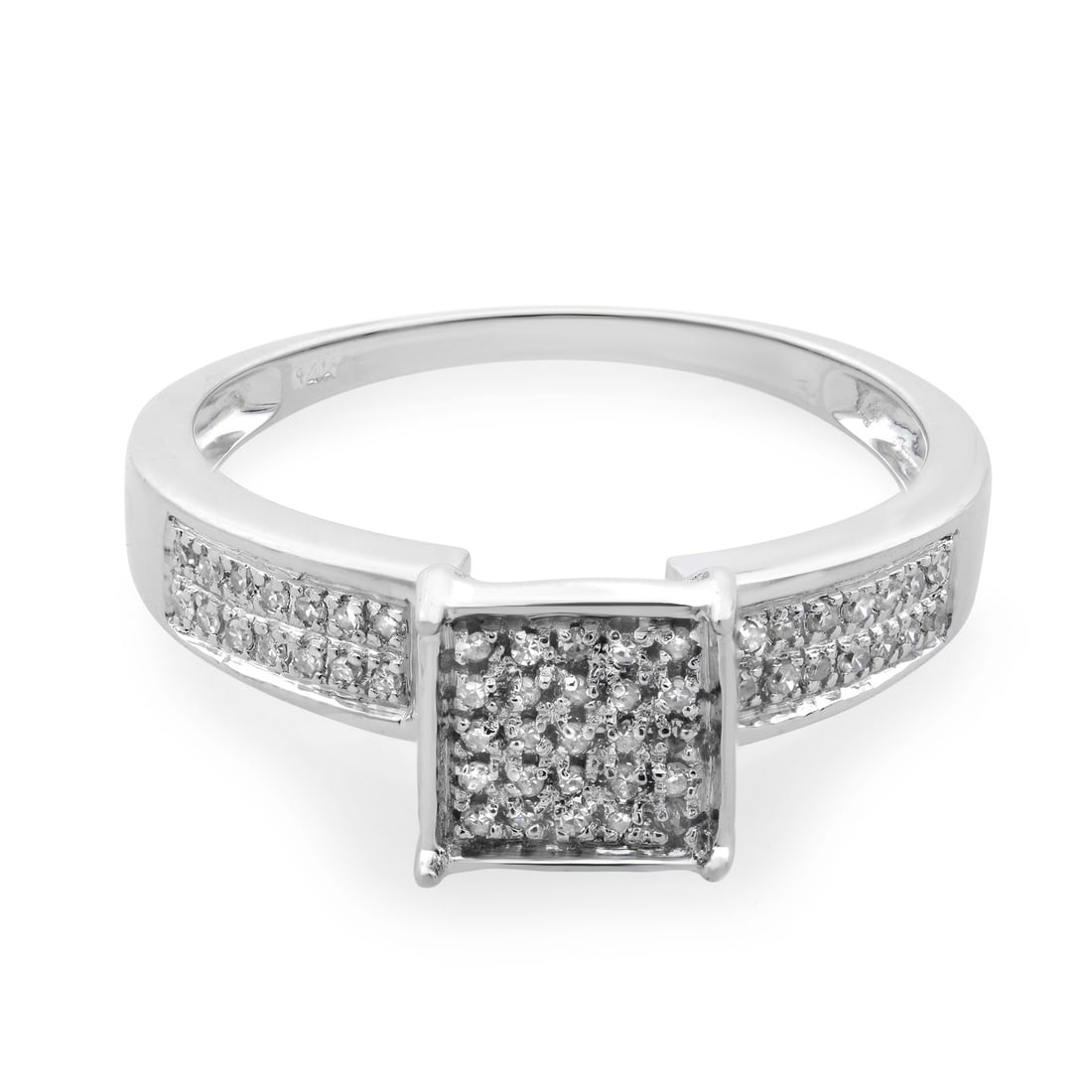 Rachel Koen 14K White Gold 0.25ct Diamond Pave Cocktail Ring Size 7.25: Rachel Koen 14K White Gold 0.25ct Diamond Pave Cocktail Ring Size 7.25 This exquisite Rachel Koen cocktail ring is crafted from 14K white gold and features a stunning arrangement of pave set tiny roun