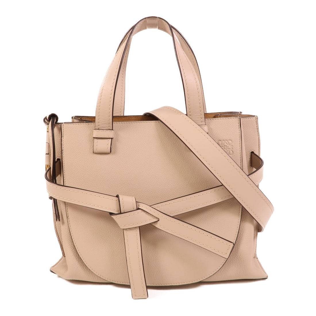 LOEWE Gate 2way Shoulder Bag Beige Calfskin Top Handle (1 of 15)