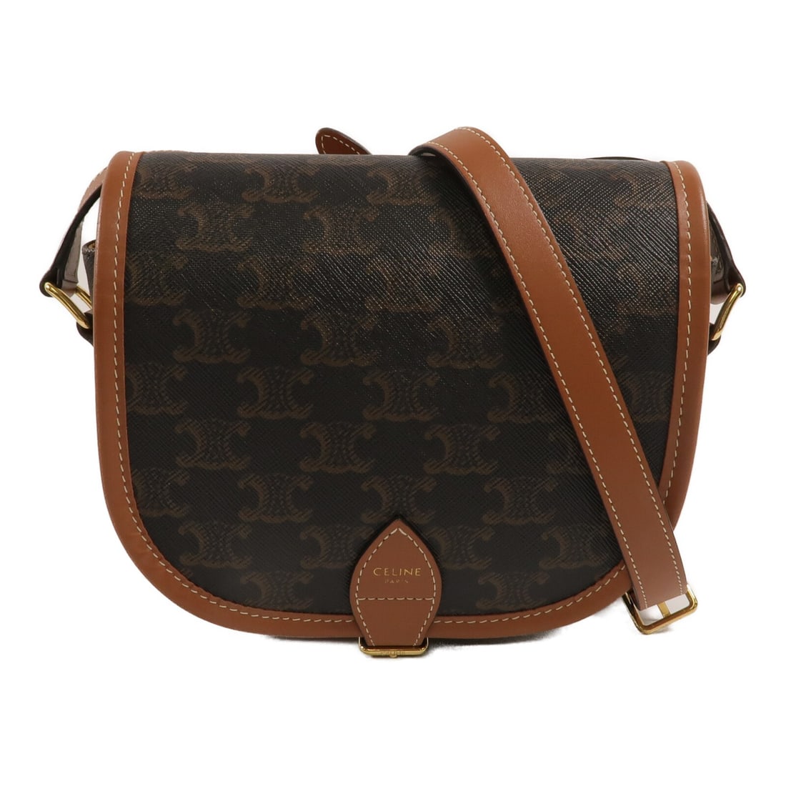 CELINE Folco Brown PVC Coated Canvas Shoulder Bag Gold Tone: CELINE Folco Brown PVC Coated Canvas Shoulder Bag Gold Tone Celine Folco shoulder bag in brown PVC coated canvas with brown detailing. This women's shoulder bag features an interior with two open pock
