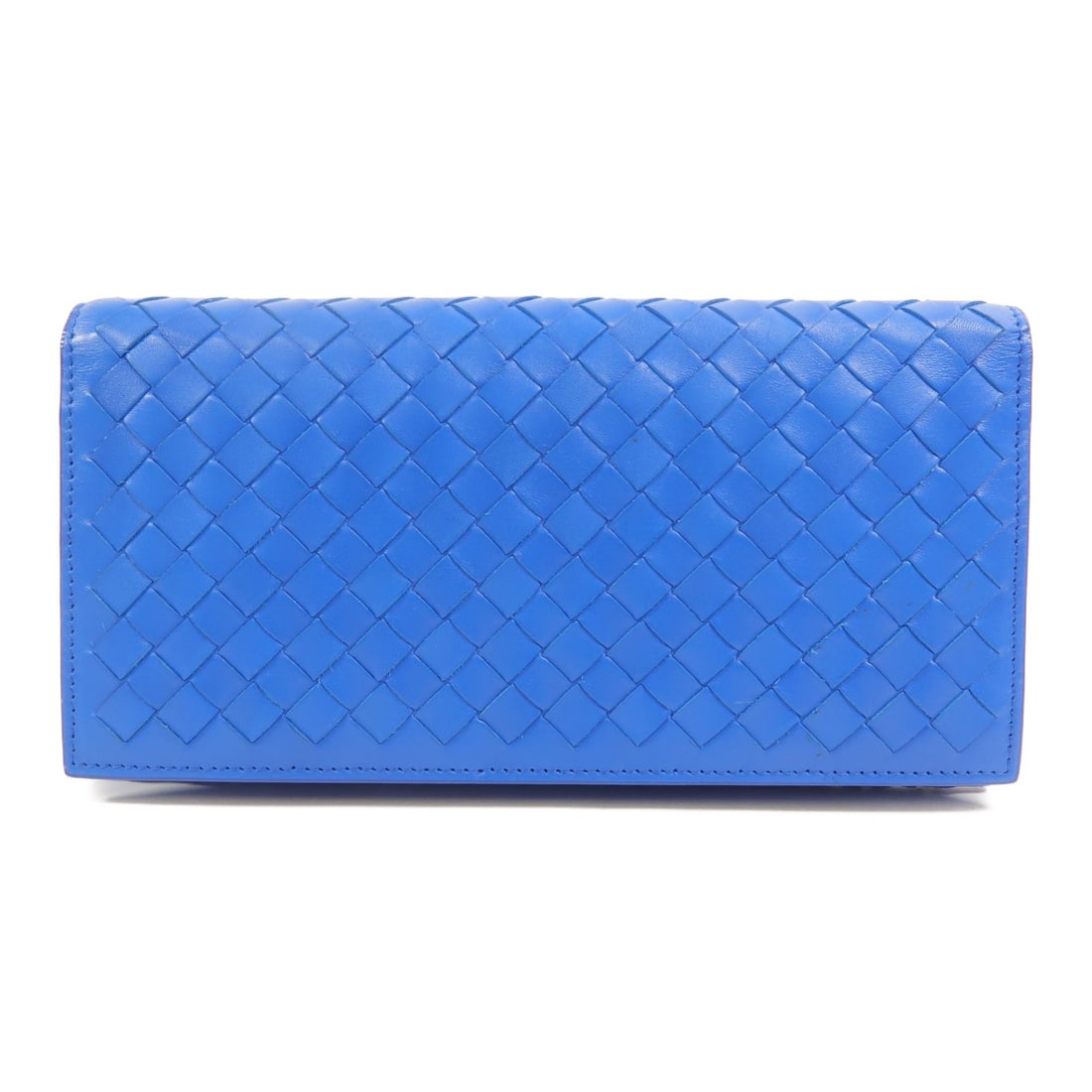 Bottega Veneta BV bifold long wallet blue lambskin leather: Bottega Veneta BV bifold long wallet blue lambskin leather Bottega Veneta long bifold wallet in blue lambskin (sheep leather) with silver-tone hardware. It is designed for women and made in Italy. The