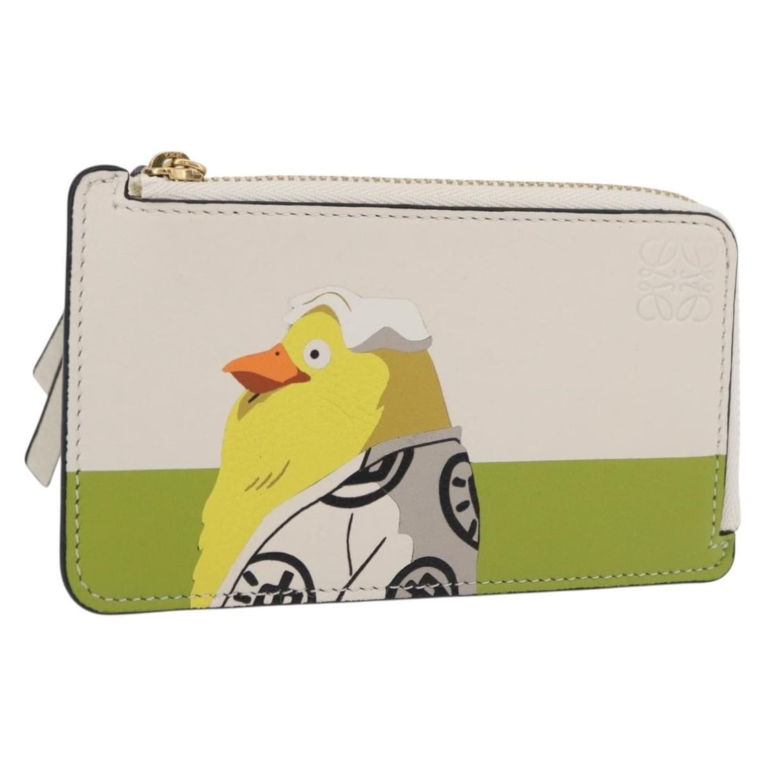 LOEWE Ootori-sama Leather Card Case White Gold Spirited Away: LOEWE Ootori-sama Leather Card Case White Gold Spirited Away LOEWE x Studio Ghibli Spirited Away Ootori-sama card case crafted in leather with a white and gold colorway. Made in Spain, this women's ca