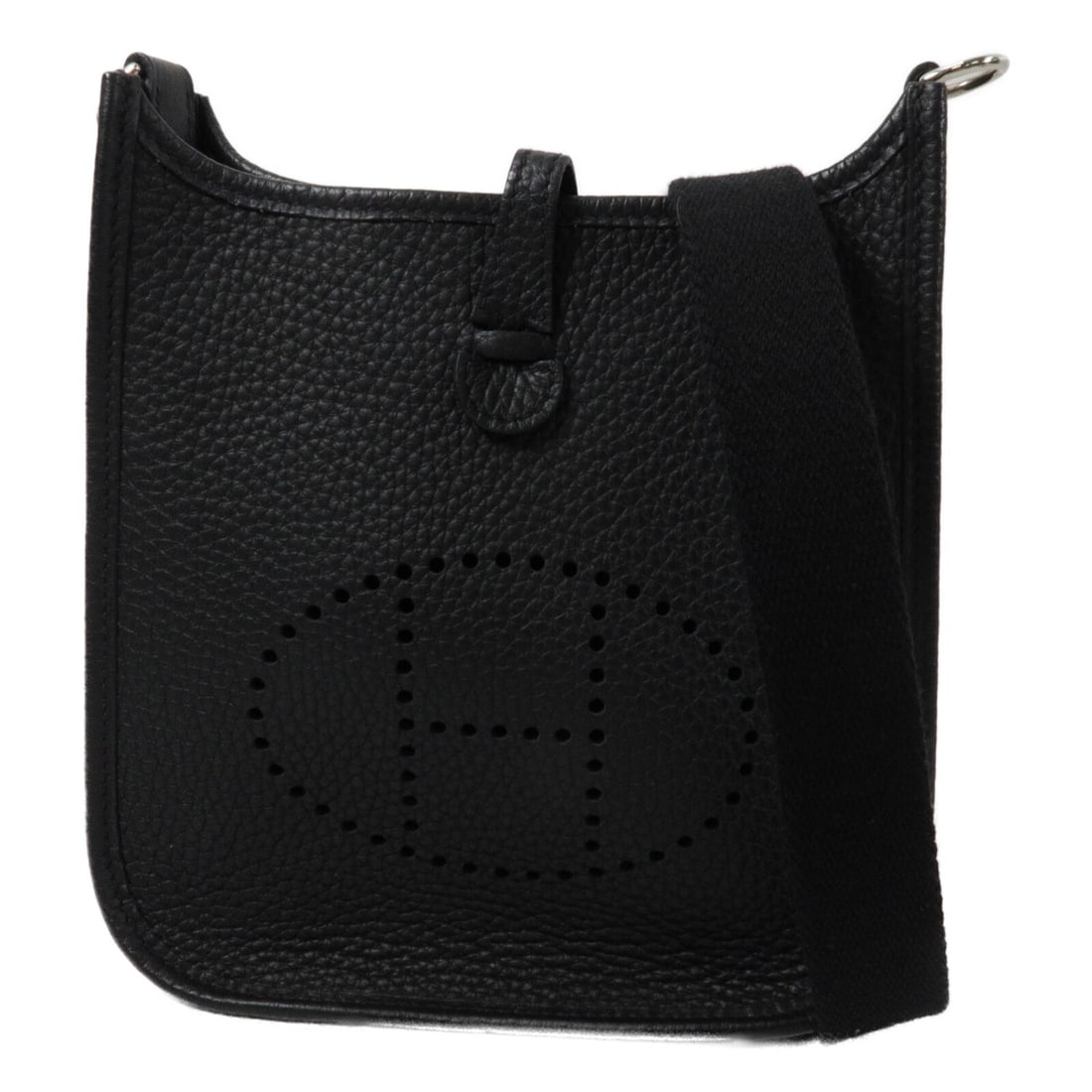 Hermes Evelyne TPM Taurillon Clemence Black Shoulder Bag PHW: Hermes Evelyne TPM Taurillon Clemence Black Shoulder Bag PHW Hermes Evelyne TPM shoulder bag in Noir Taurillon Clemence leather with palladium-tone hardware. Made in France, this women's shoulder bag 