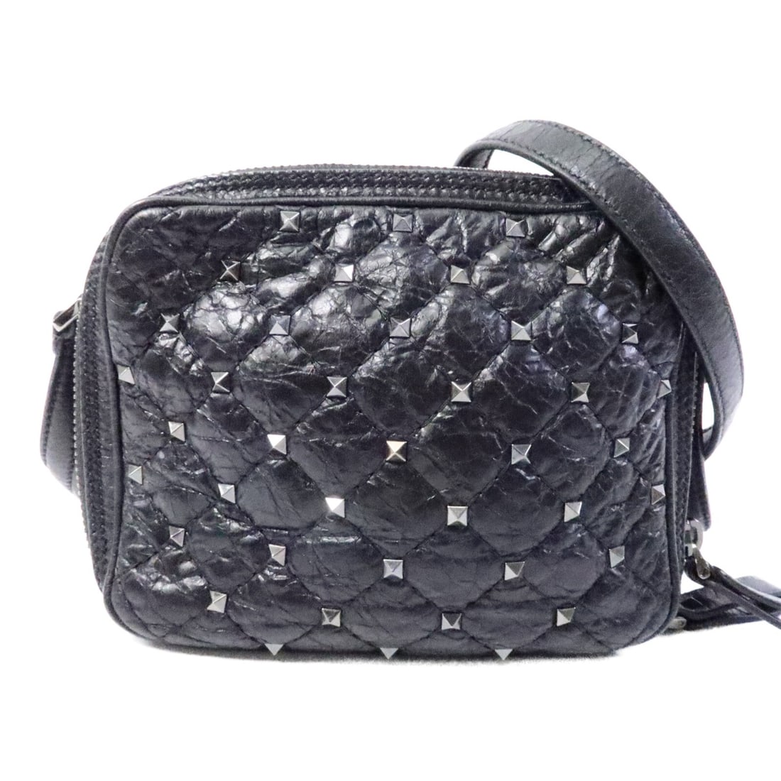 Valentino black calfskin shoulder bag with storage bag: Valentino black calfskin shoulder bag with storage bag Valentino shoulder bag in black calfskin leather with silver-tone hardware. Made in Italy, this women's bag features a compact structured silhoue