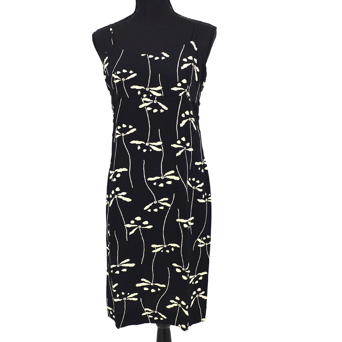 Chanel 98P black tank dress sleeveless rayon acetate size 42 (1 of 9)