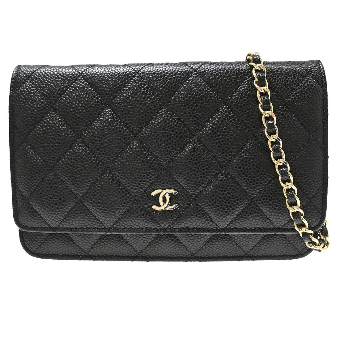 CHANEL Classic WOC wallet in black caviar leather with chain (1 of 8)