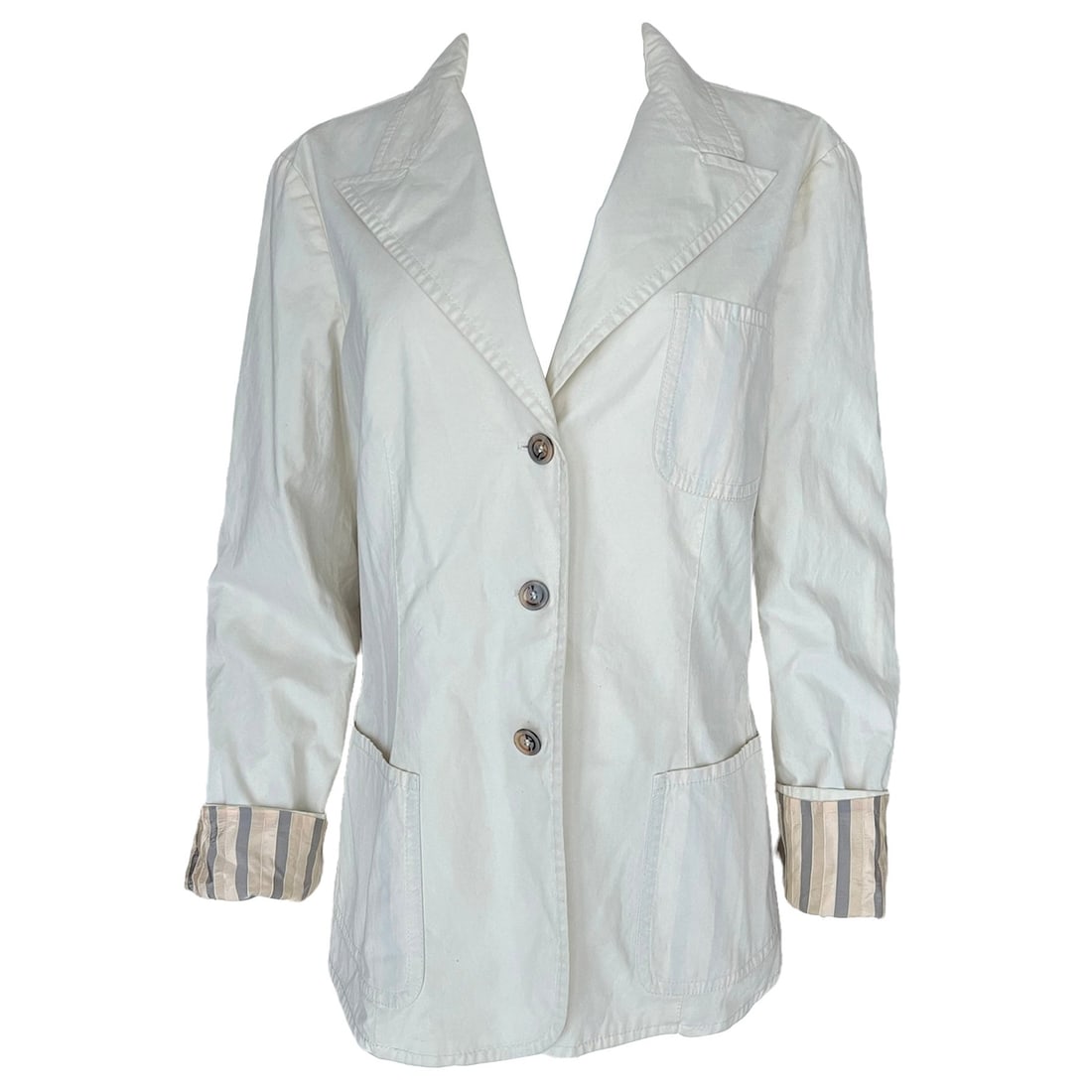 Giorgio Armani Cream Striped Blazer Jacket 29 In (1 of 10)